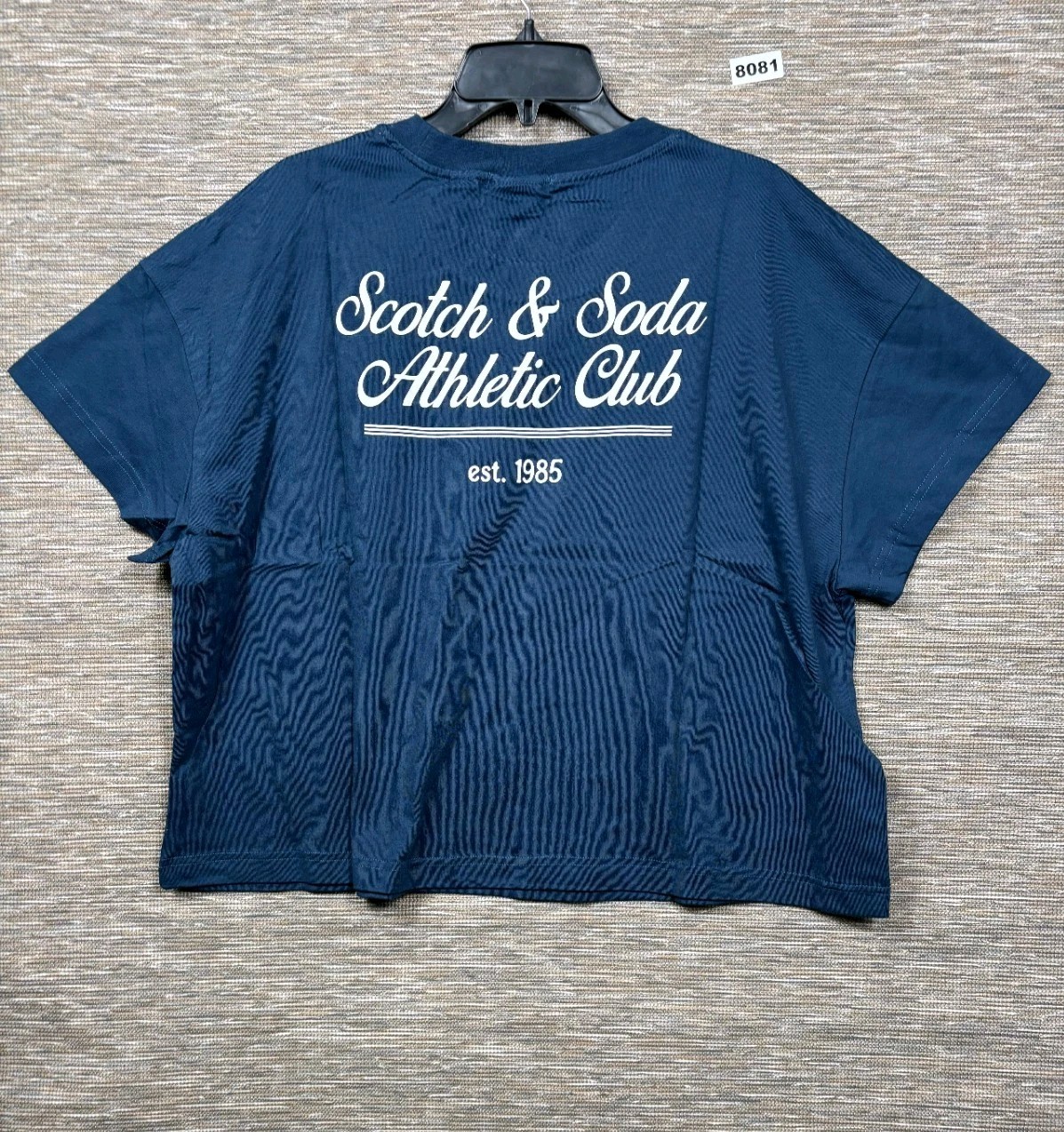 Scotch & Soda Boxy T-Shirt Womens Blue XXL Athletic Club 1985 Graphic Print NEW