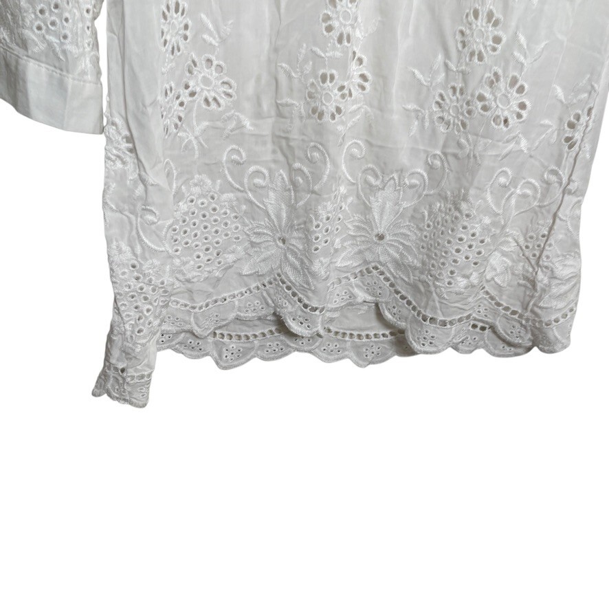 White Diamonds Blouse Women’s Medium Embroidered V-Neck Ivory Shirt Top NWT