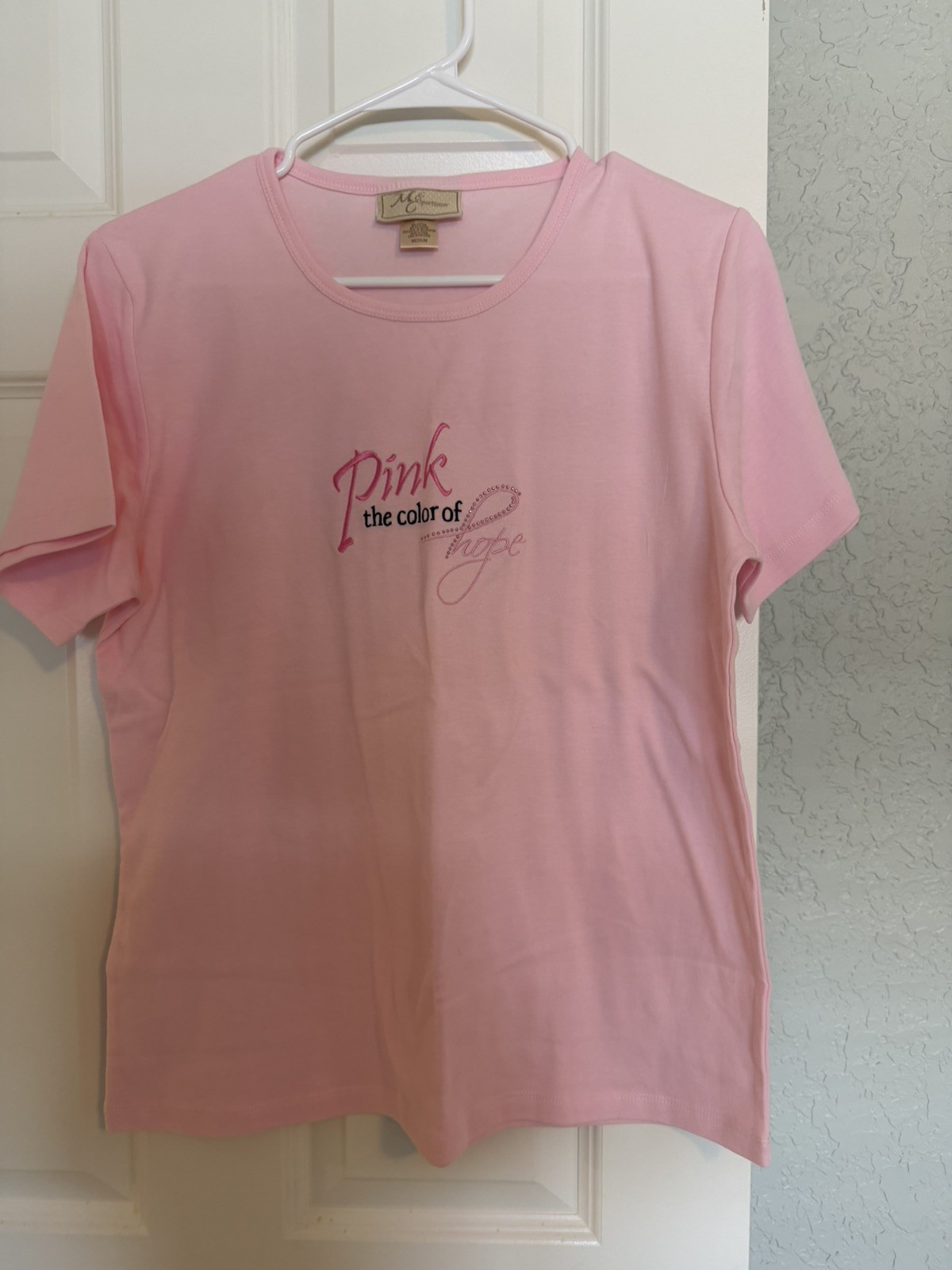 M&C Sportswear “Pink the Color of Hope” Women’s Sz M Breast Cancer Shirt