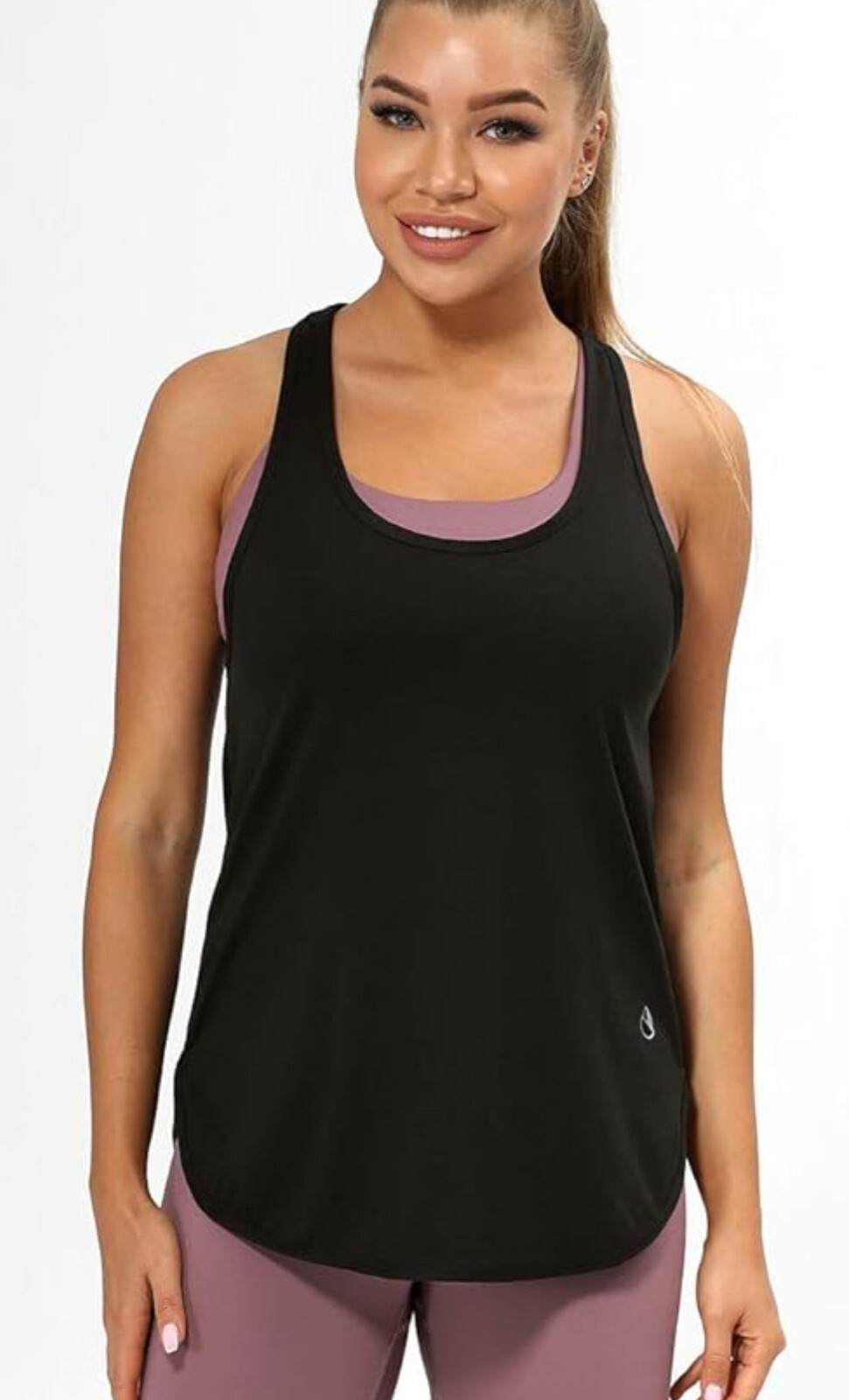 NWT Icyzone sz L Women’s Razorback Black Athletic Workout Loose fit Tank Top N30