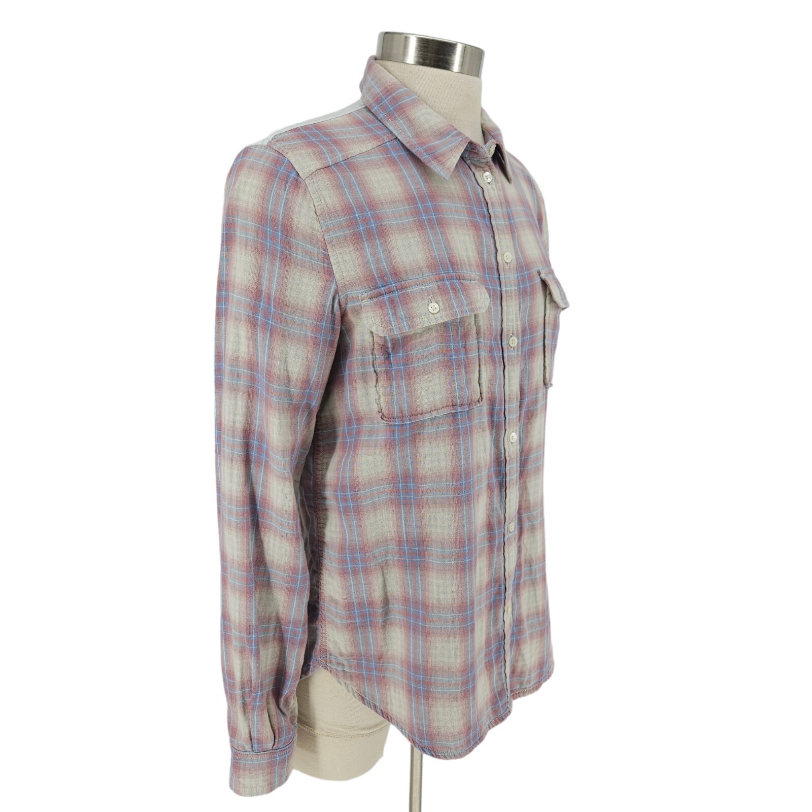Paige Shirt Plaid Long Sleeve Button Up Collared Lined Top Womens Medium