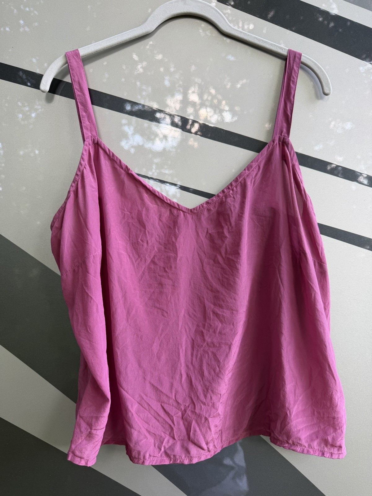 Vintage 80s TESS 100% silk raspberry pink babydoll tank strappy 14(XL) festival