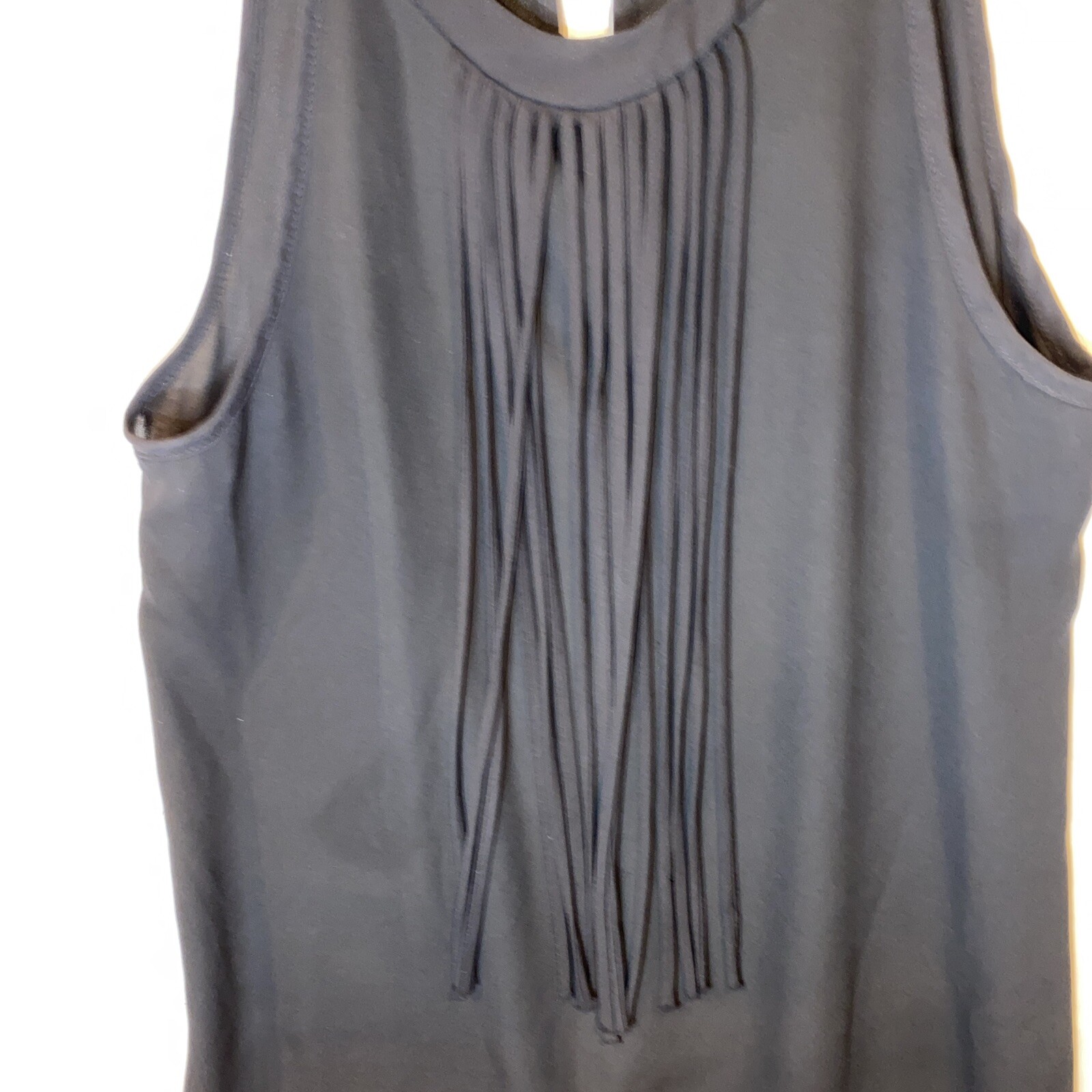 Rue 21 women’s Size Medium Dressy Tank Top Black Black Stings In Front Hanging
