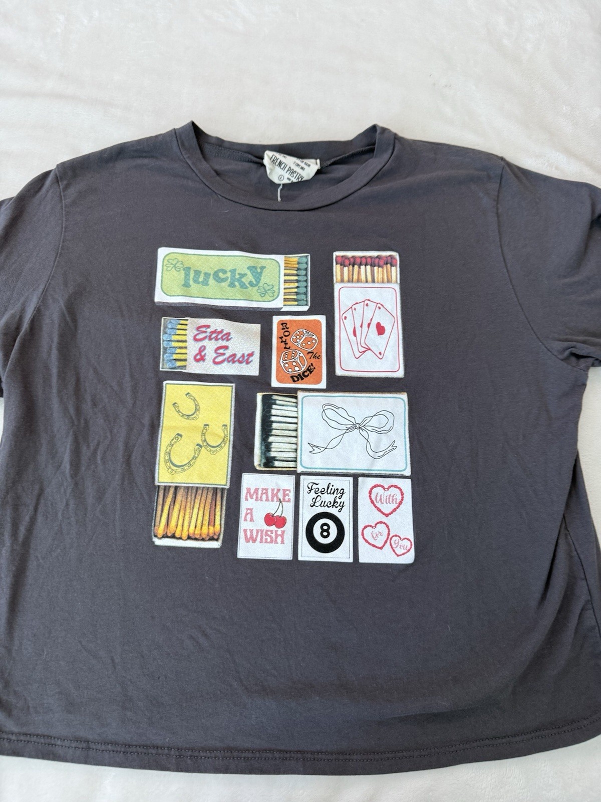 French Pastry Lucky Brand T-shirt Size Large Brown E09