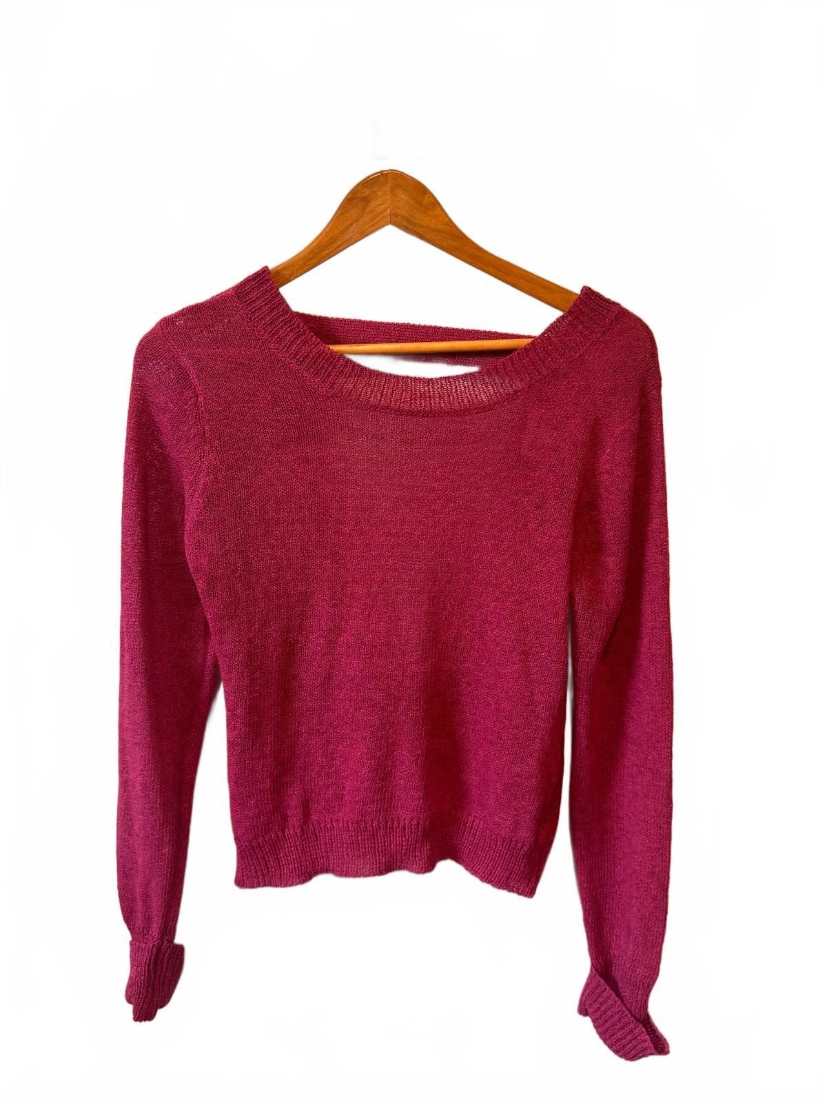 Revolve Superdown | Magenta Knit Sweater Deep V Open Back Sz XS Boho
