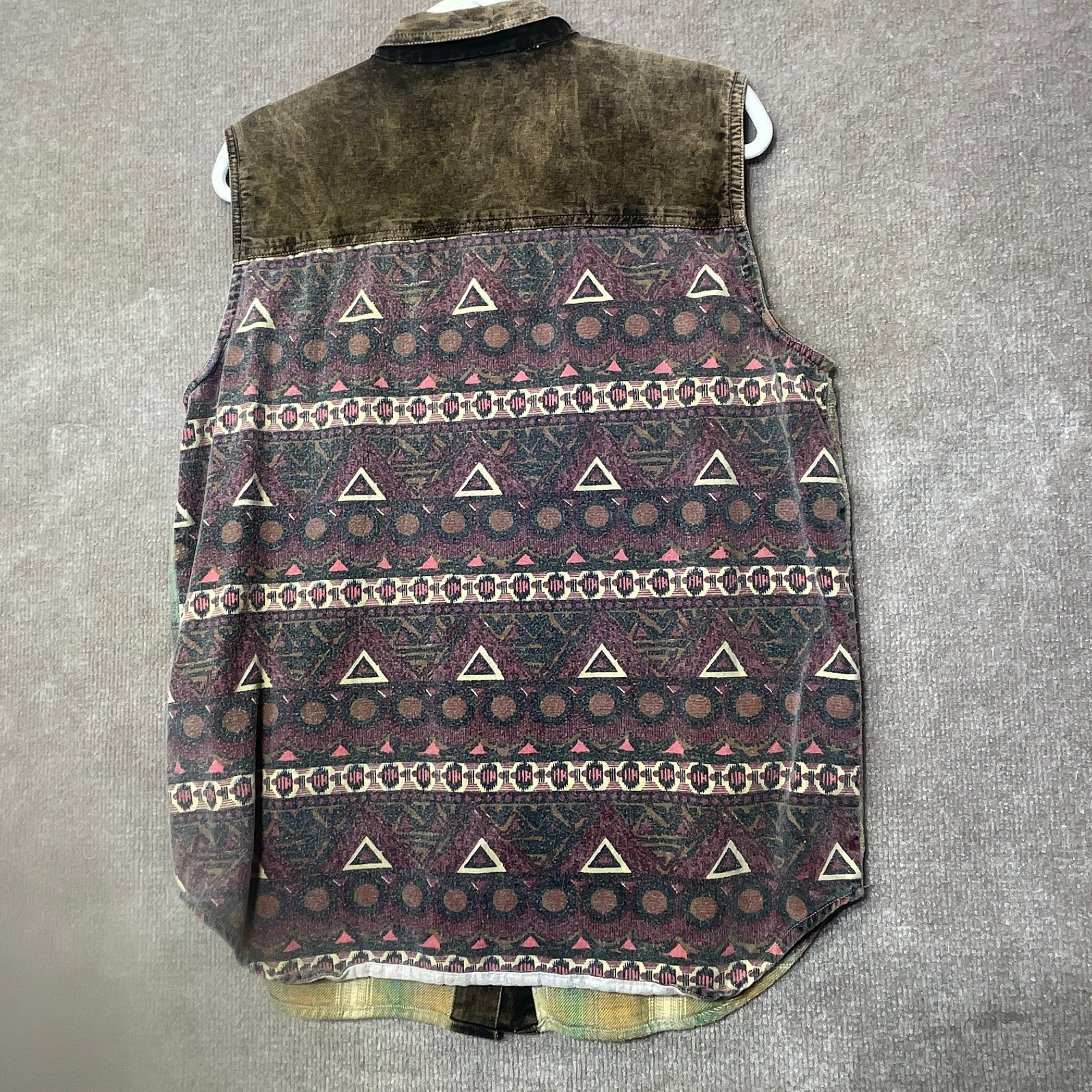 Arrived Vest Womens M Western Aztec Tribal Patchwork Boho Festival Grunge Hippie