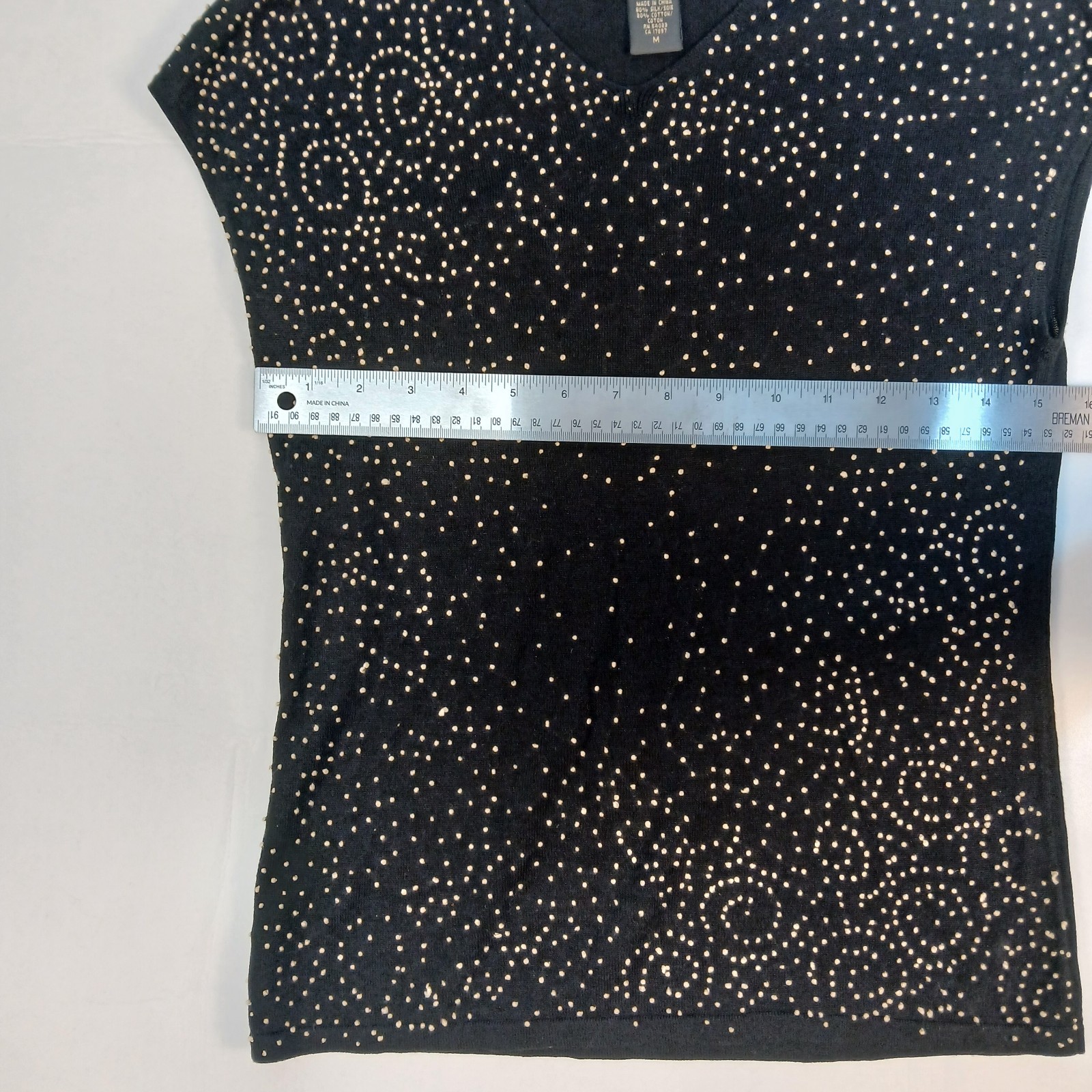 Banana Republic 80% Silk Blend Studded Blouse Size M Black Glam Luxe Minimalist