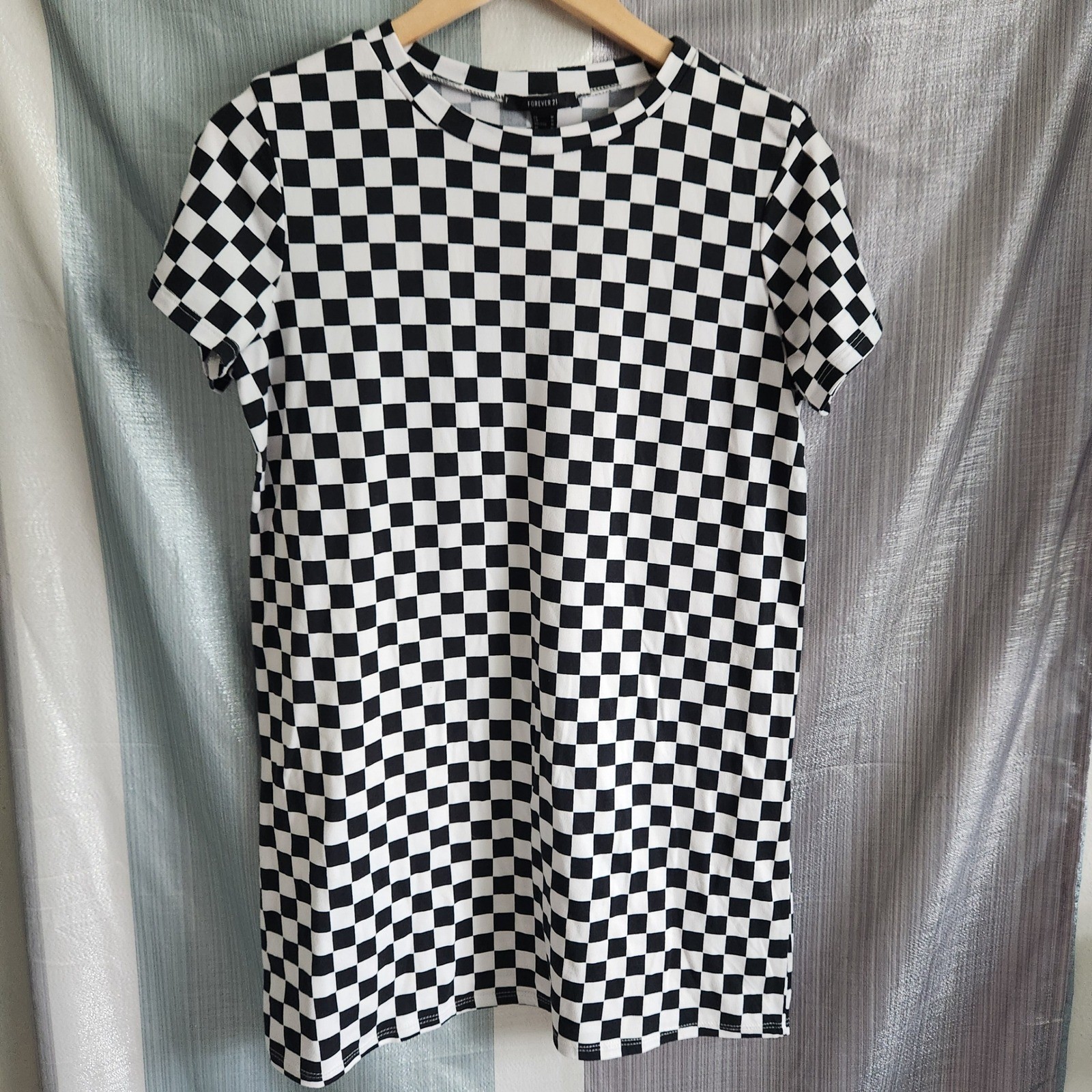 Checkerboard Short Sleeve M Mini Dress Mall Goth Indie Ska Punk Alt 90s Skater