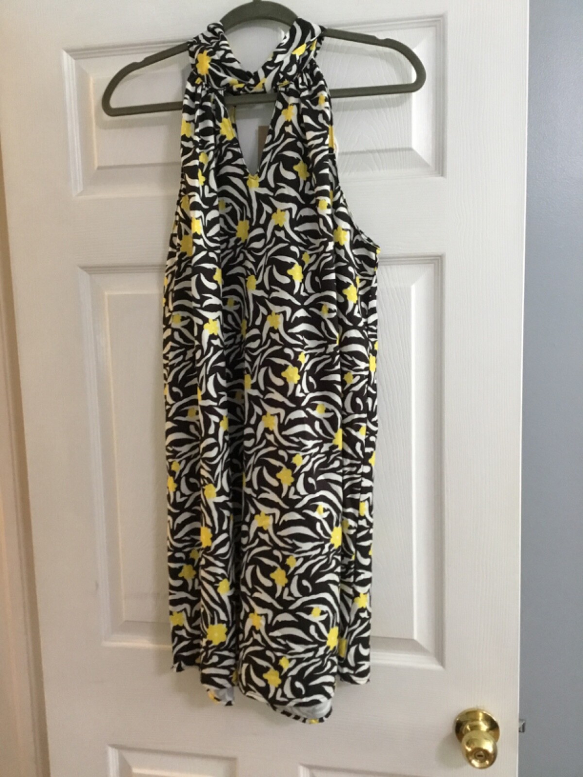 Umgee Boho Retro Bold Floral Print Front Key Hole Tunic Dress Small NWT