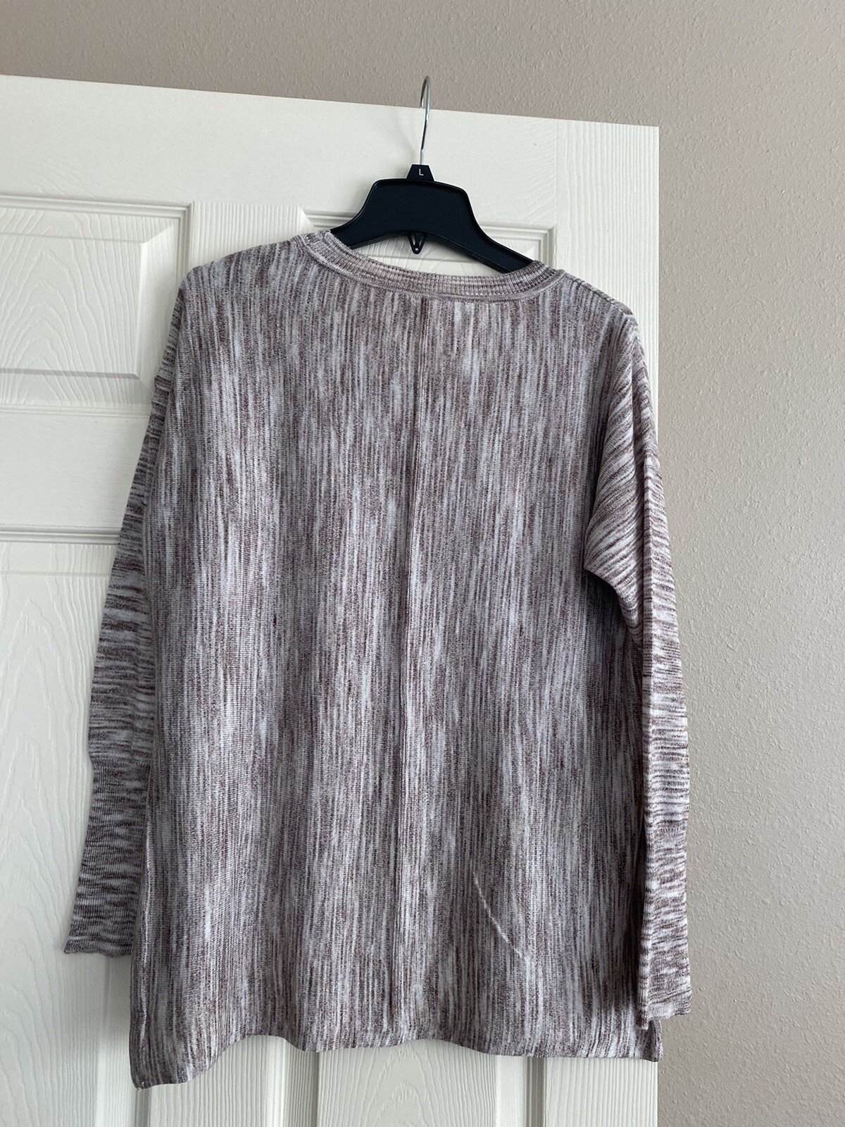 POOF women’s blouse L, pit to pit 22 in, long front 24 in, long back 26 in