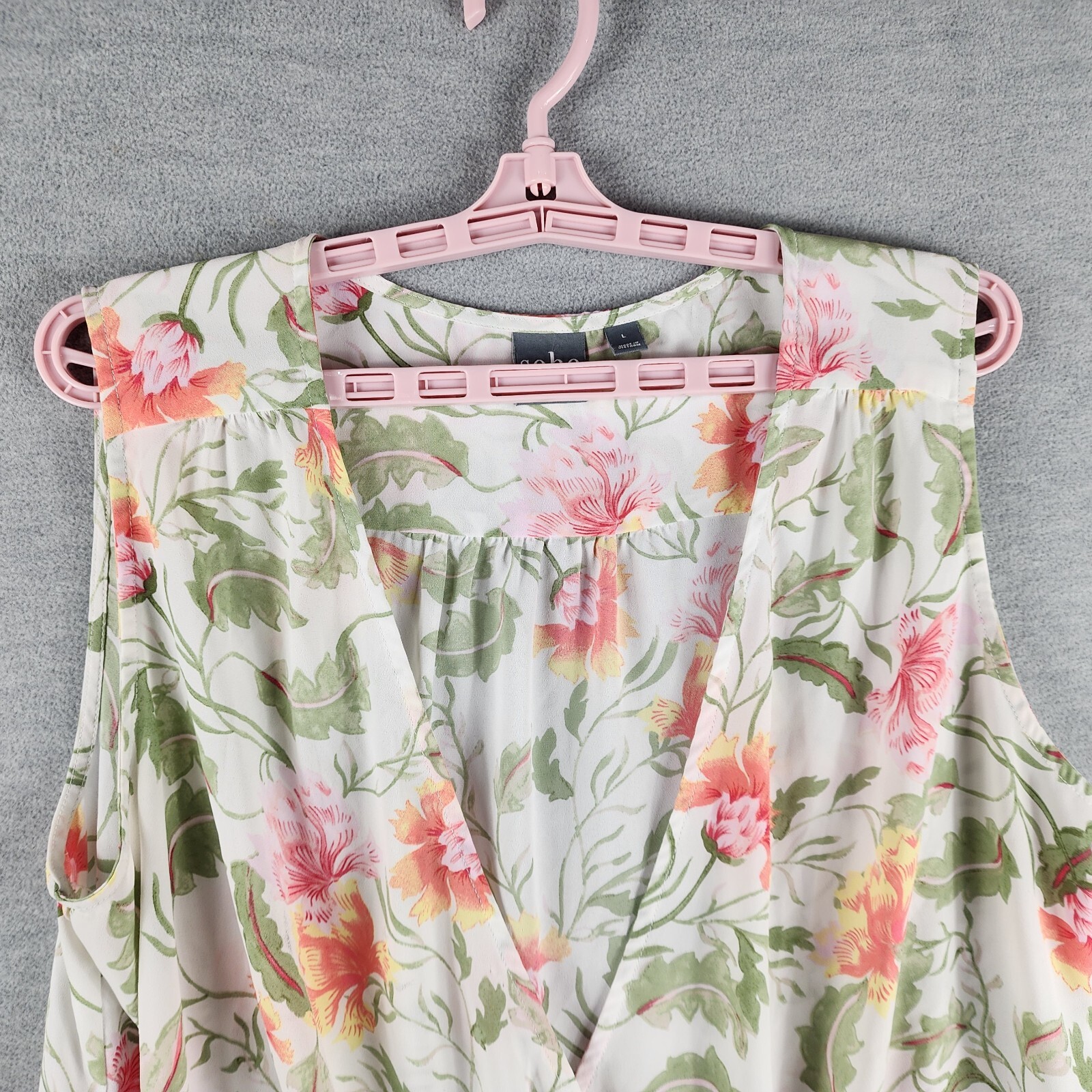 SOHO Jeans Blouse Women Large Multicolor Floral Sleeveless VNeck Splice Wrap