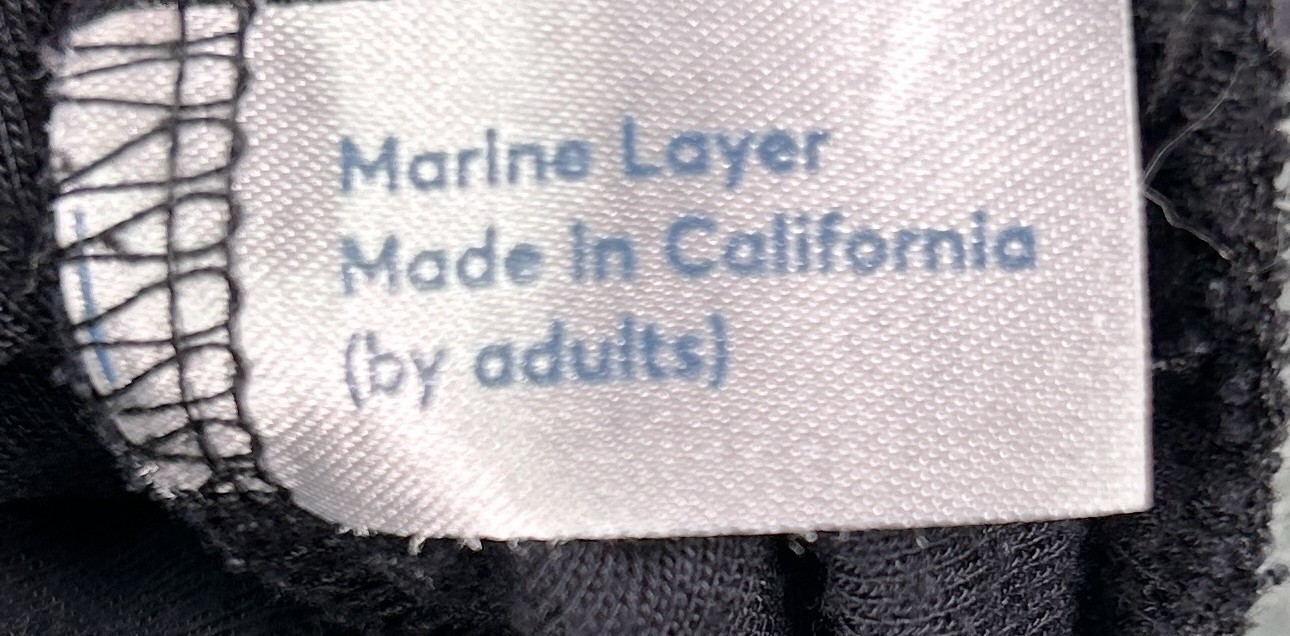Marine Layer Henley Long Sleeve Shirt Women’s Sz. XS Dark Gray Raglan USA Made