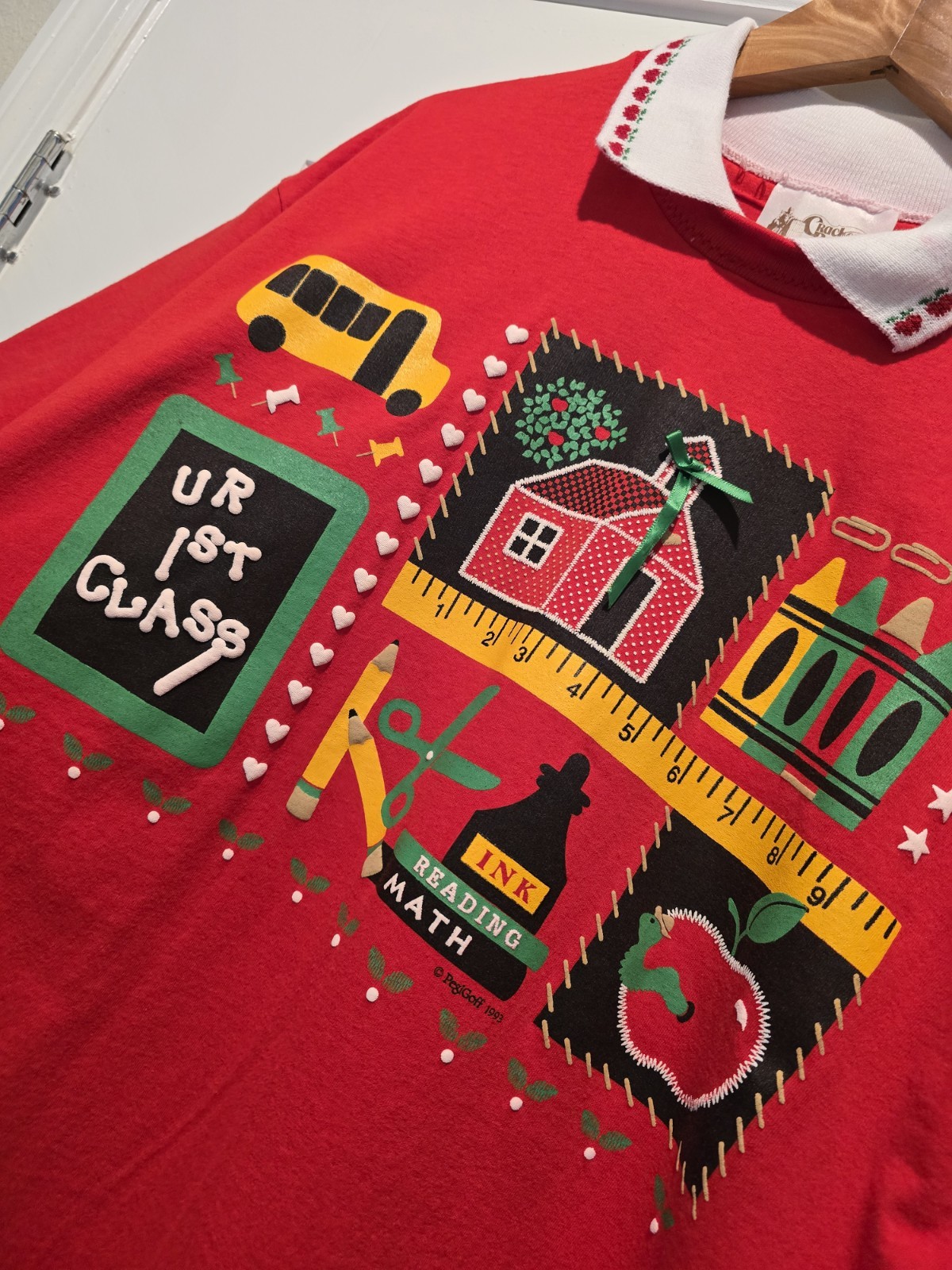 Vintage Cracker Barrel Shirt Art School Teacher Womens XL USA Red Single-Stitch