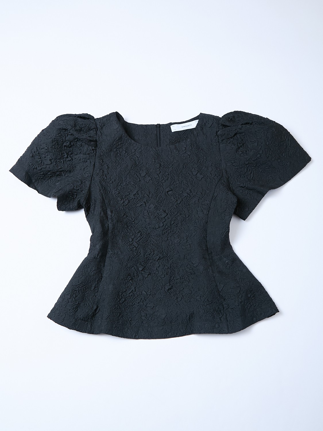 Simonett Puff Sleeve Structural Victorian Textured Japandi Scandi Style XS Top