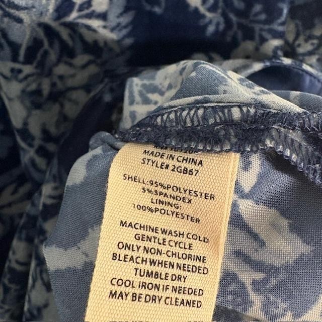 Soft Surroundings Shirt Womens Small Blue Floral Kimono Sleeve Lined Stretch Top