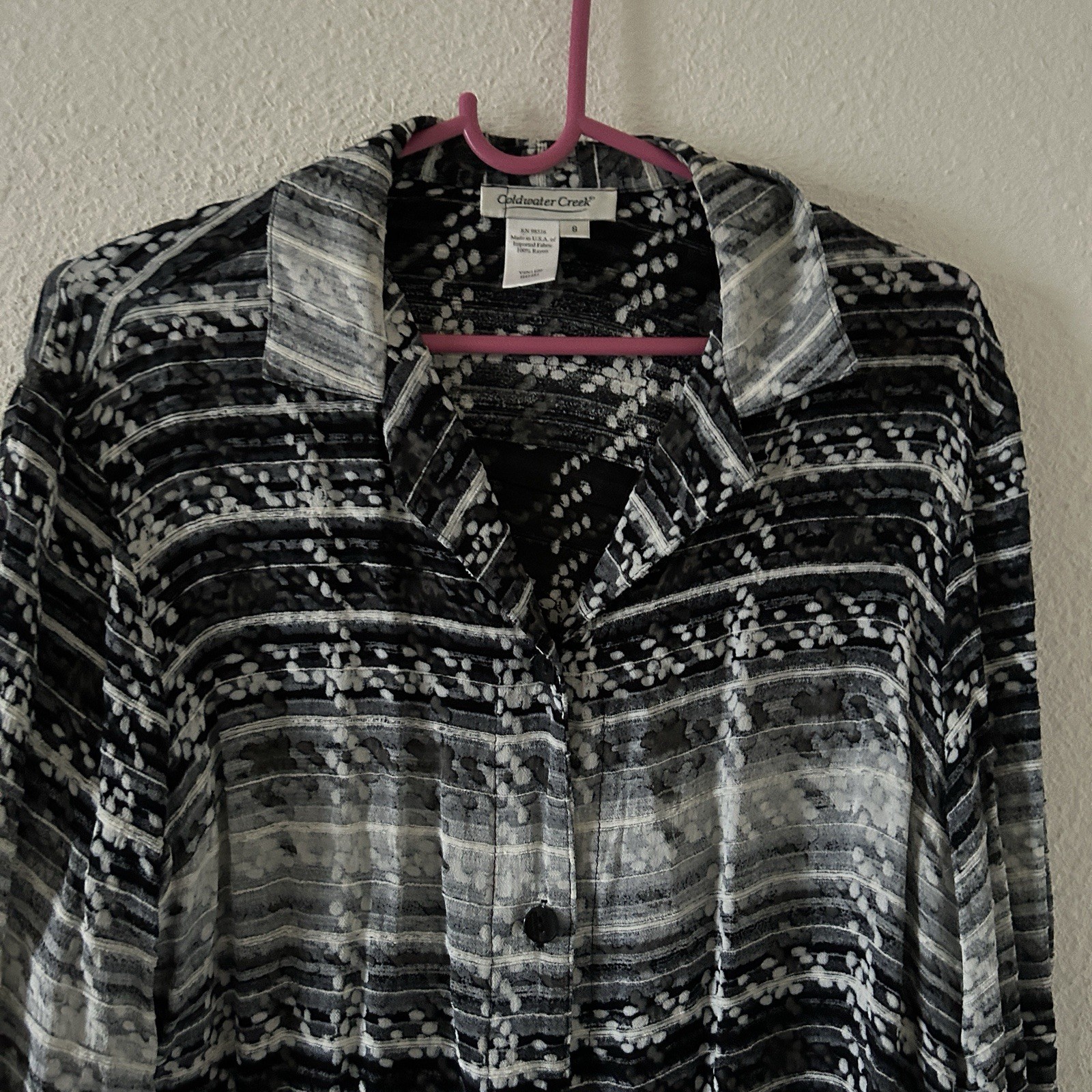Coldwater Creek Sheer Bohemian Western CottageCore Button Up Shirt Women’s Small