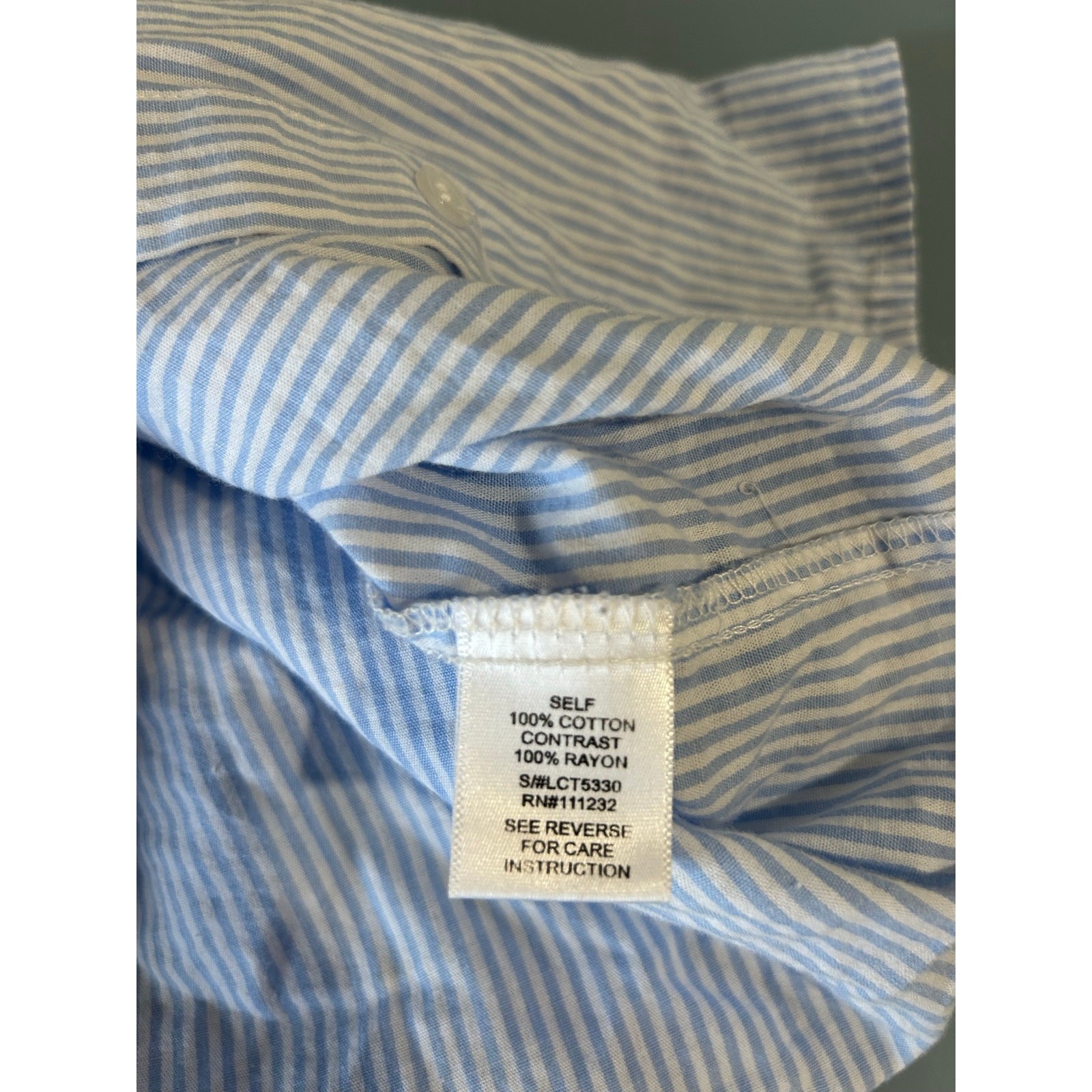 Lucca button down shirt size S cotton blue white striped nautical preppy