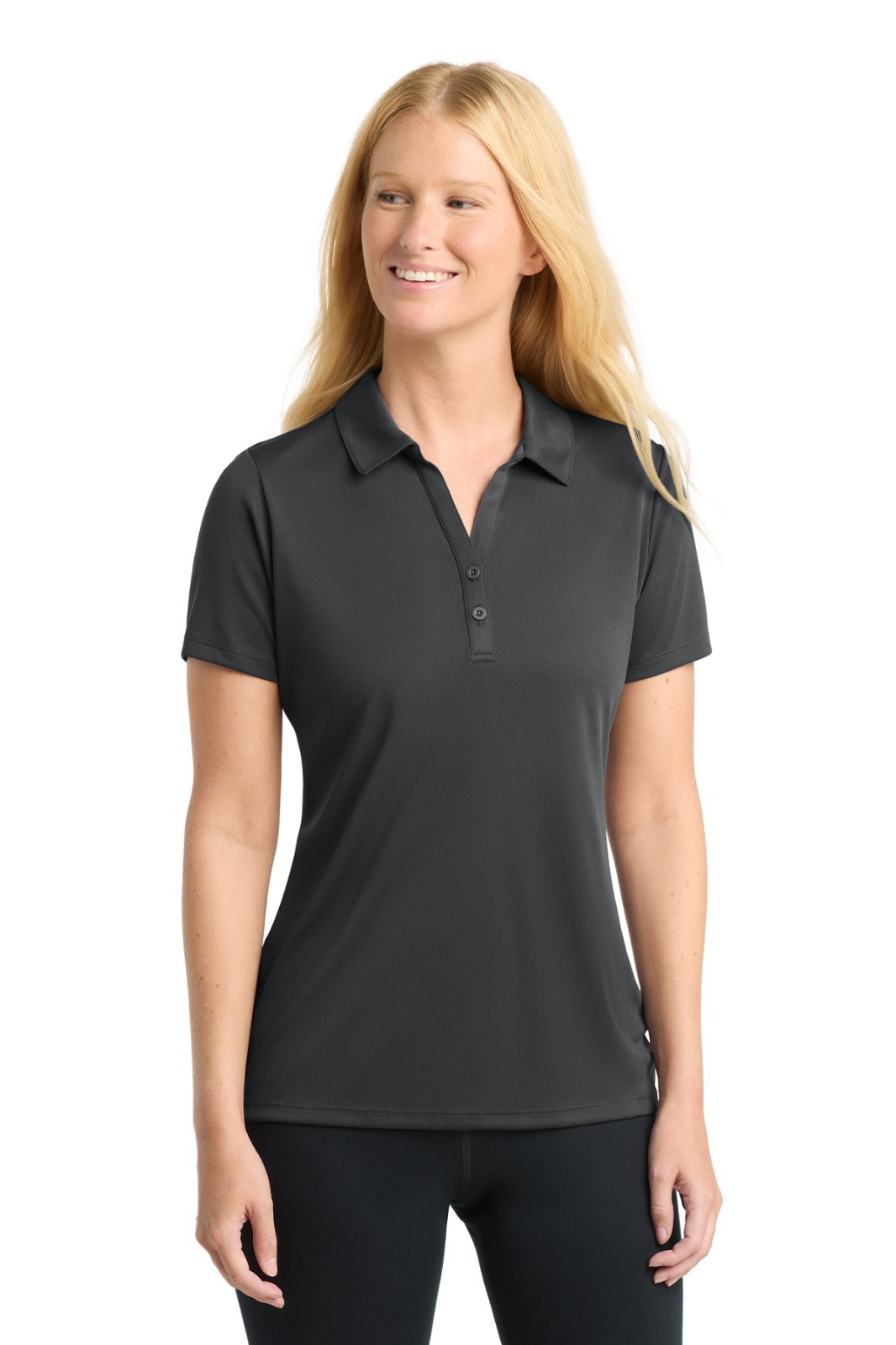 Sport-Tek LST550 Womens S/S PosiCharge Competitor Sport Polo Shirt Iron Grey M