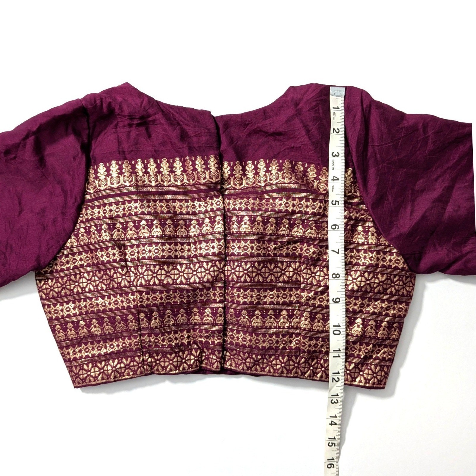 Indya Luxe Purple Plum with Gold Embroidery Sari Saree Blouse Crop Top Sz S NWT