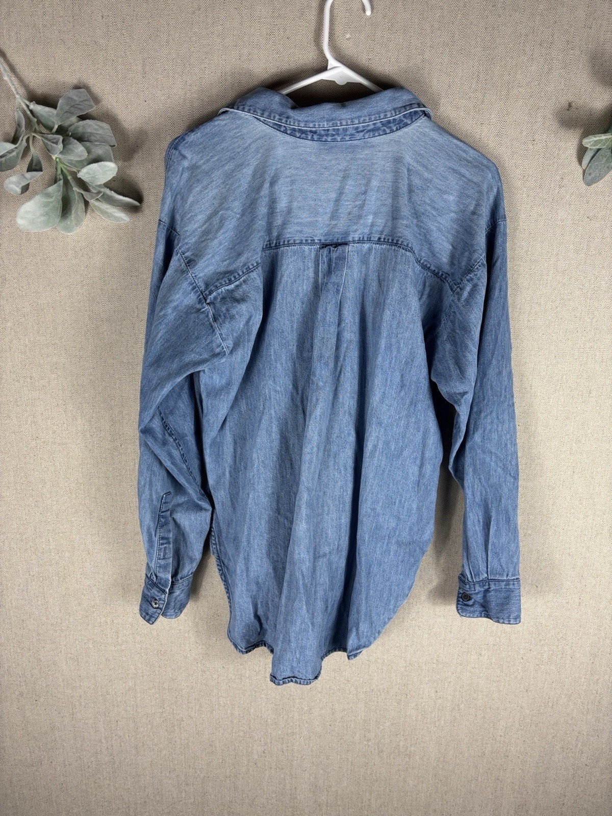 Loft Light Wash Denim Button-Up Shirt Small