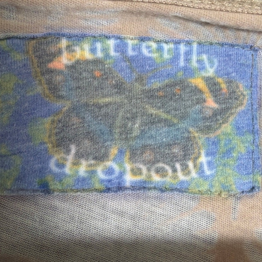 Butterfly Dropout Handmade Boho Tunic Top Leaf Print Handkerchief Hem XS USA