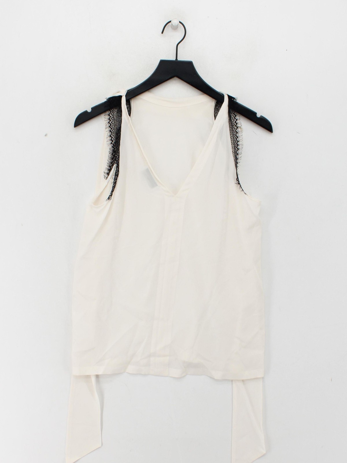 Amanda Wakeley Women’s Top M Cream 100% Other Long Sleeve V-Neck Basic