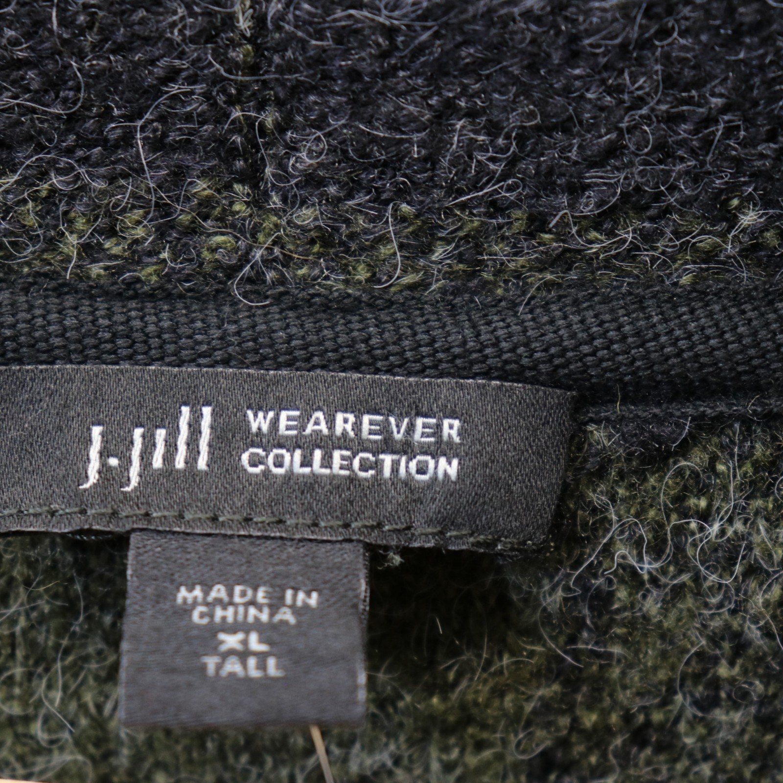 J Jill Wool Blend Open Front Cardigan Coat Maxi Plaid Green Black XLT NWT
