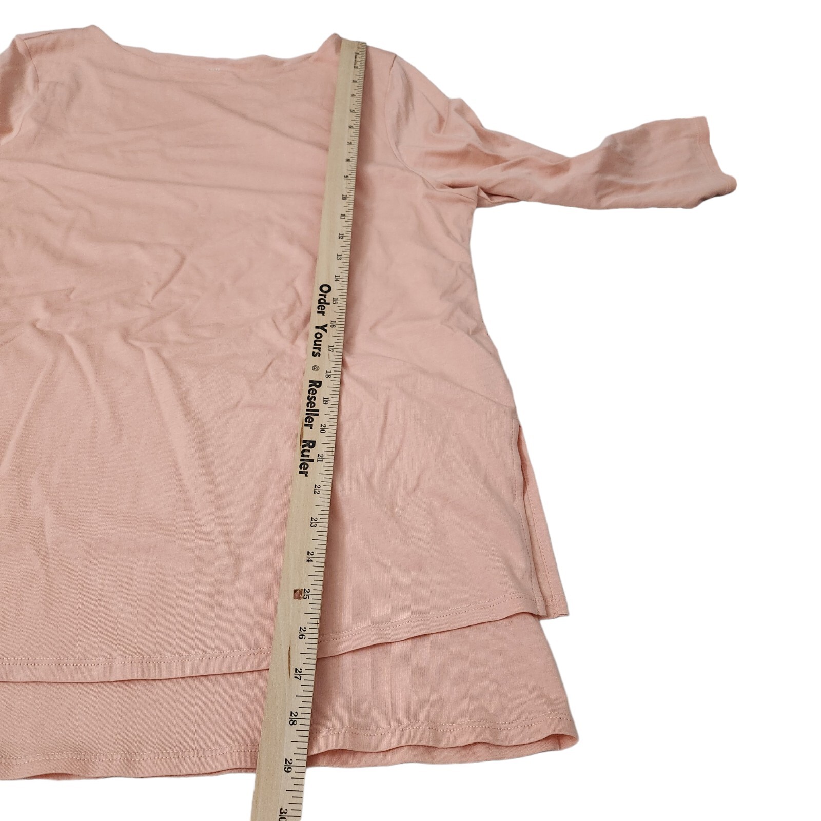 J. Jill Purejill Top Large Salmon Pink Boat Neck Layered Tunic Blouse Shirt
