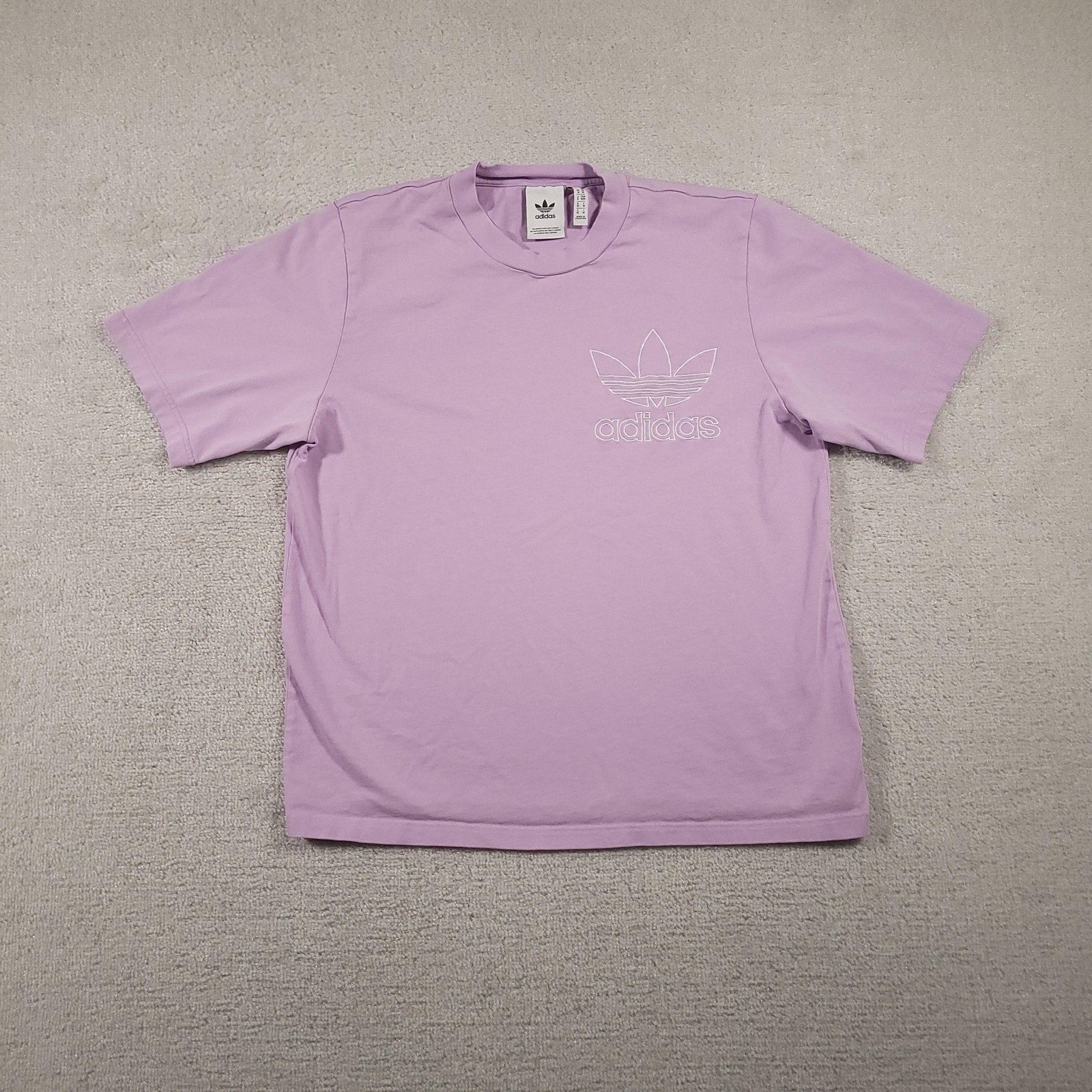 Adidas Originals Shirt Womens Medium Oversized Purple Trefoil Embroidered Logo