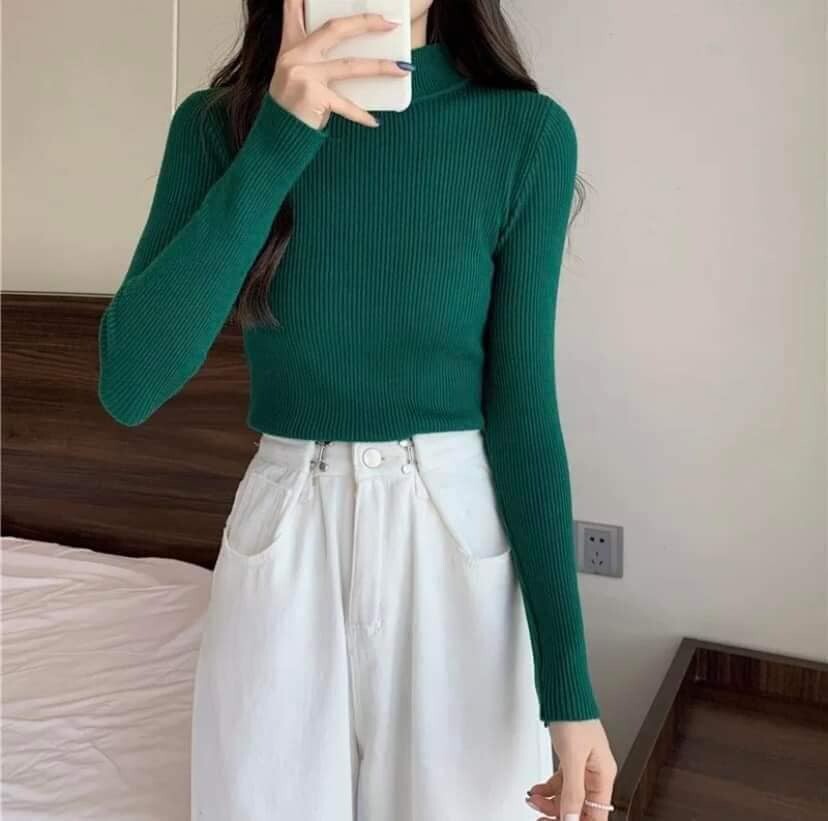 Basic Long Sleeve Soft Seamless Stretch Turtleneck Mock Neck Top Slim Fit Shirts