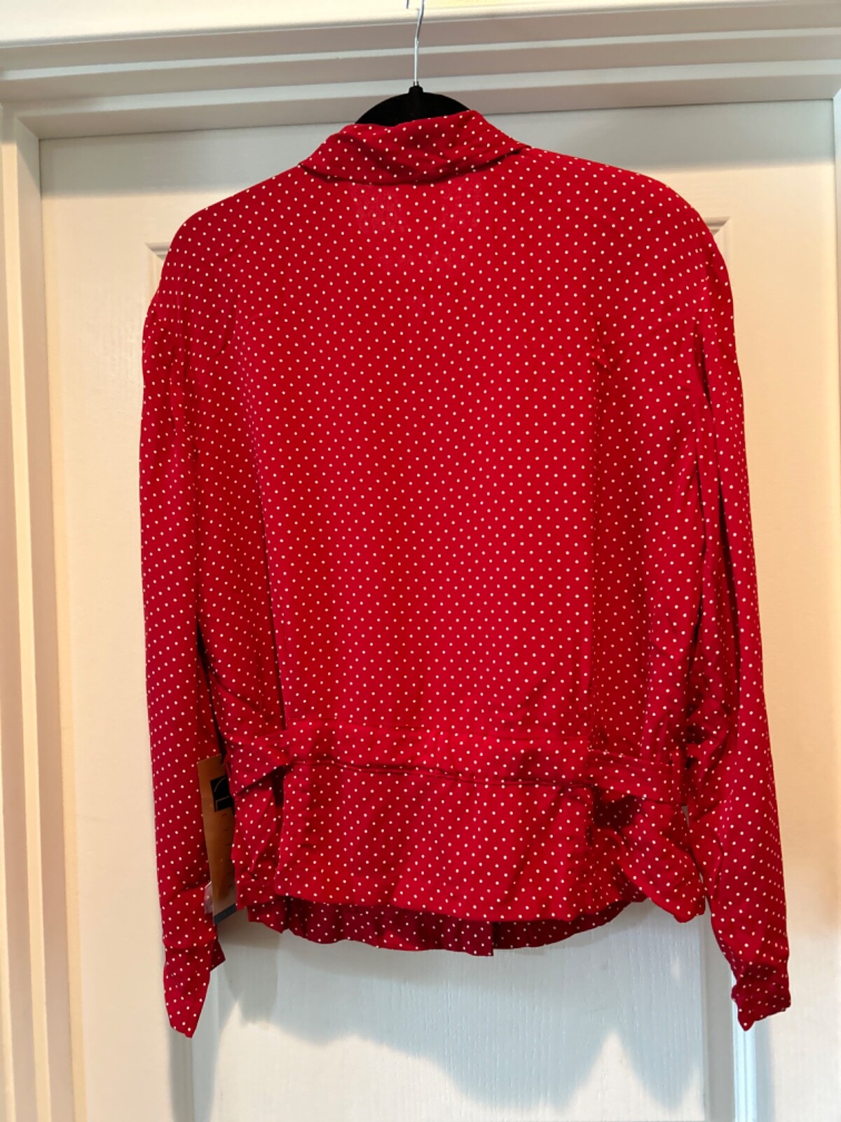 Carole Little Polka Dot Blouse Shirt Women Size 10 Red Button Up Collared