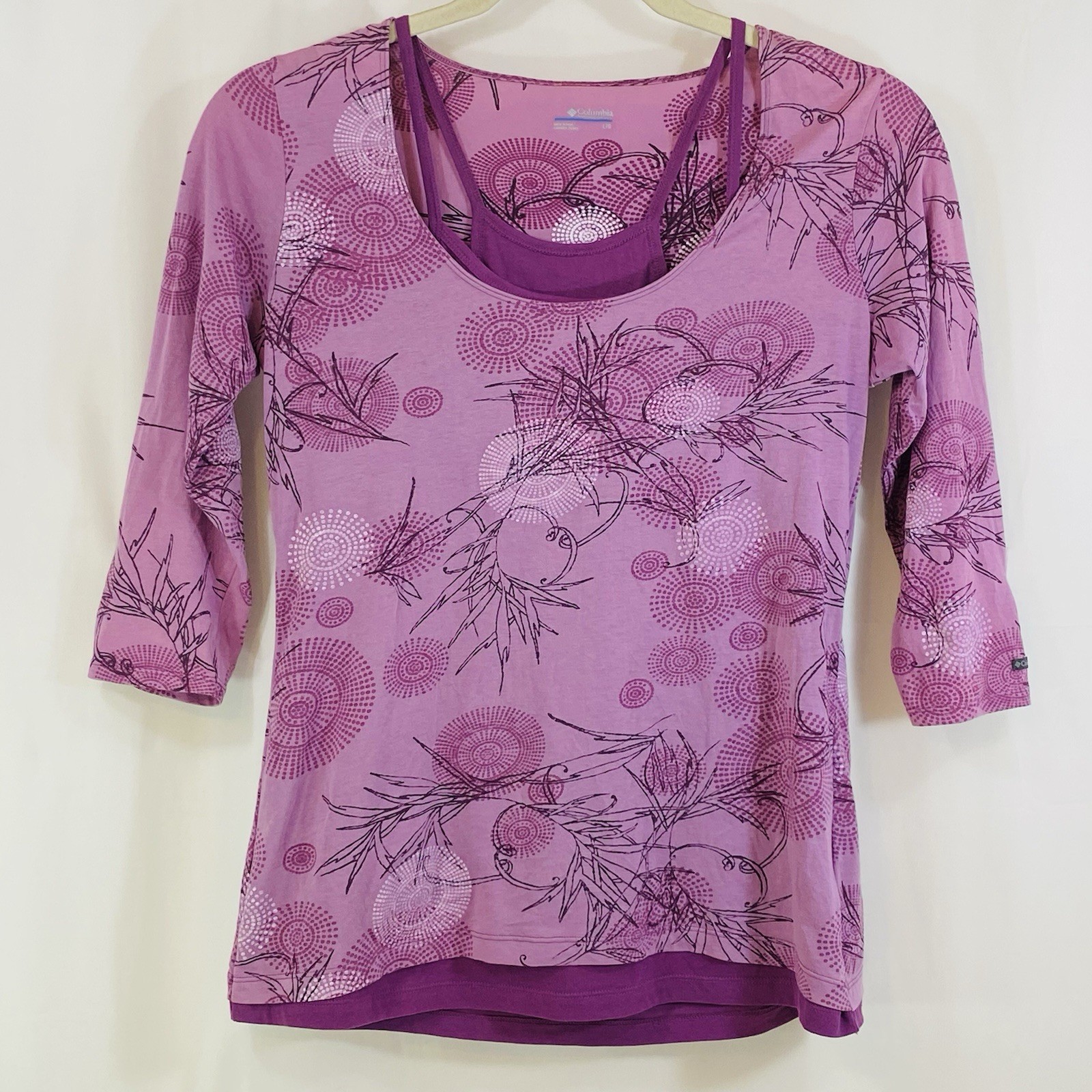 Columbia 2 Piece Top + Tank Pink Purple Womens L AL6106