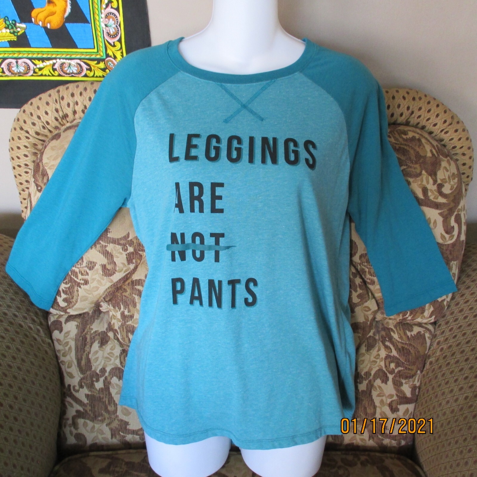 NEW Turquoise GREEN Top ATHLETIC WORKS Small 8-10 Machine WASH Cold Poly Cotton