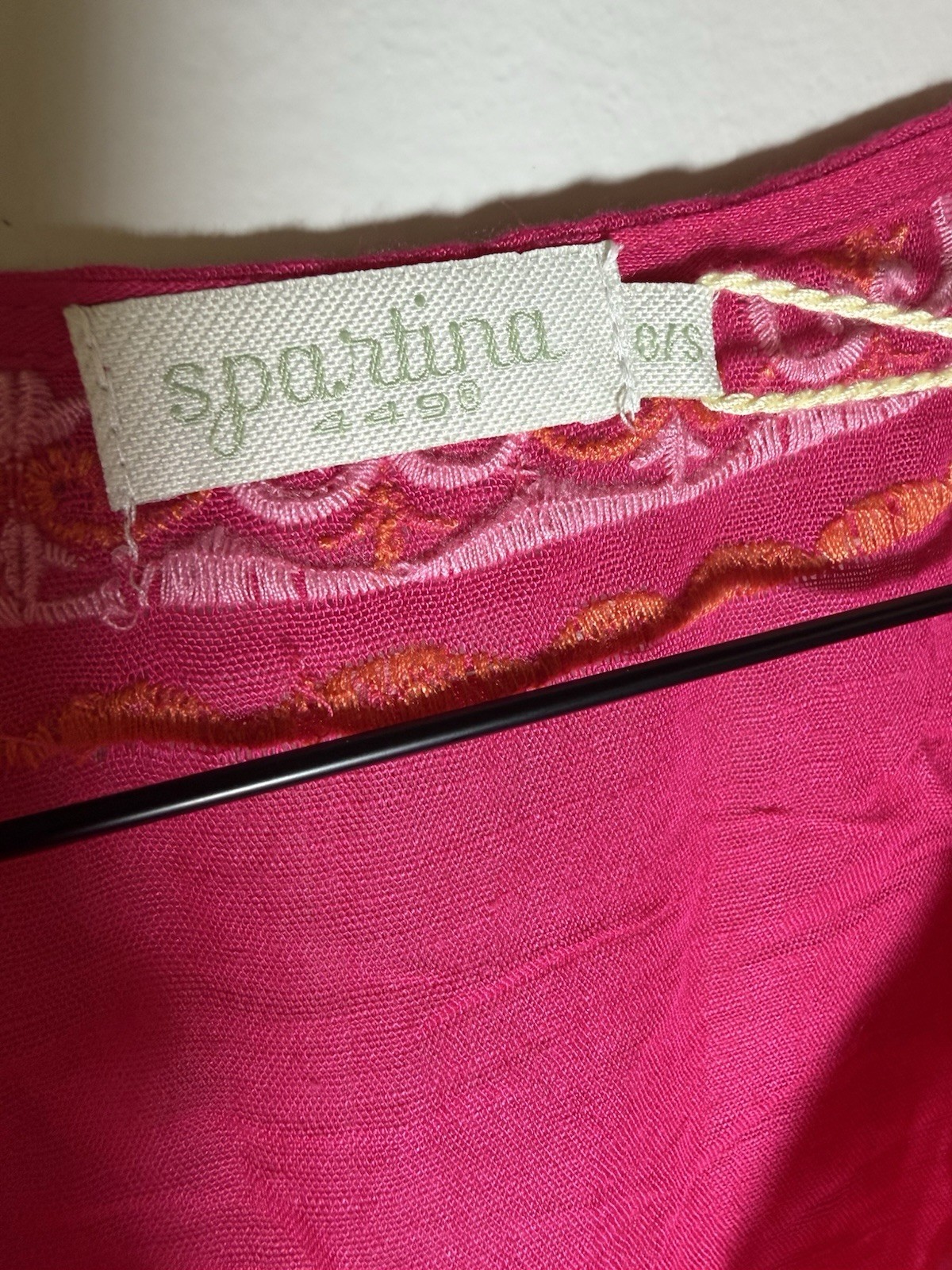NWT Spartina 449 Kaftan Beach Cover Up Pineapple Embroidered Swim Fuchsia Pink