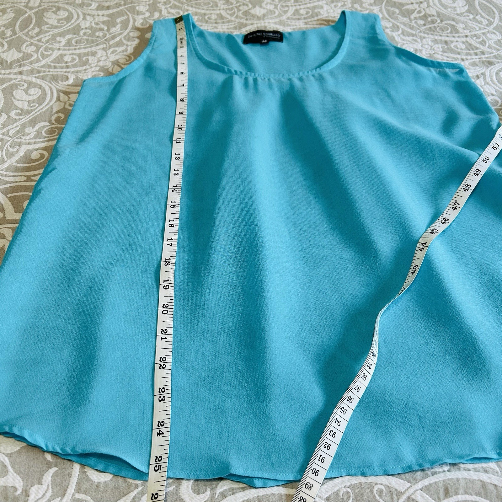 The Royal Standard Collection Blouse Women M Turquoise Tank Sheer Beach Festival