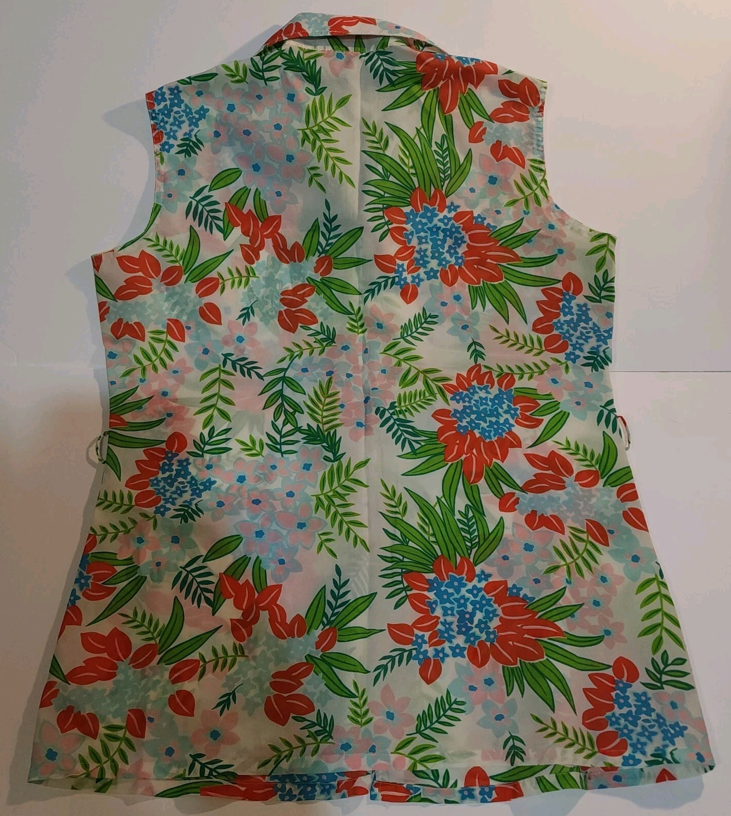 Sleeveless Blouse Floral Top Kmart Satisfaction Womens Boho Retro Tunic VTG FLAW