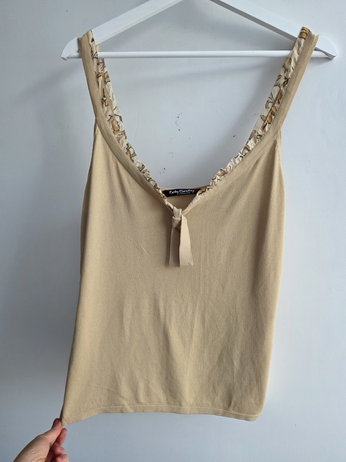 Betty Barclay Womens Vintage Y2K Cami Top UK 14 Beige Knit Vest Festival Party
