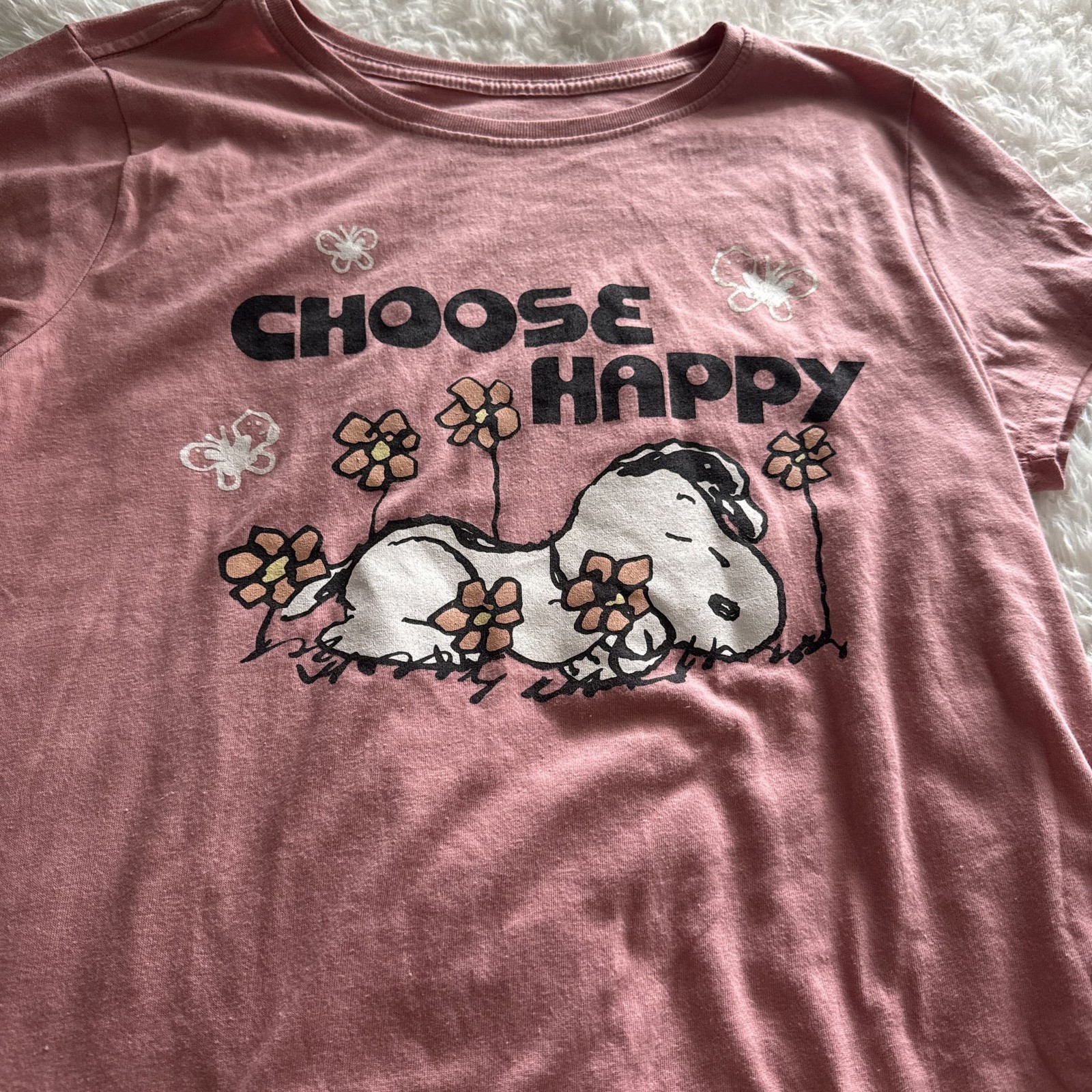 Peanuts Snoopy Choose Happy Women’s Soft T-shirt Medium