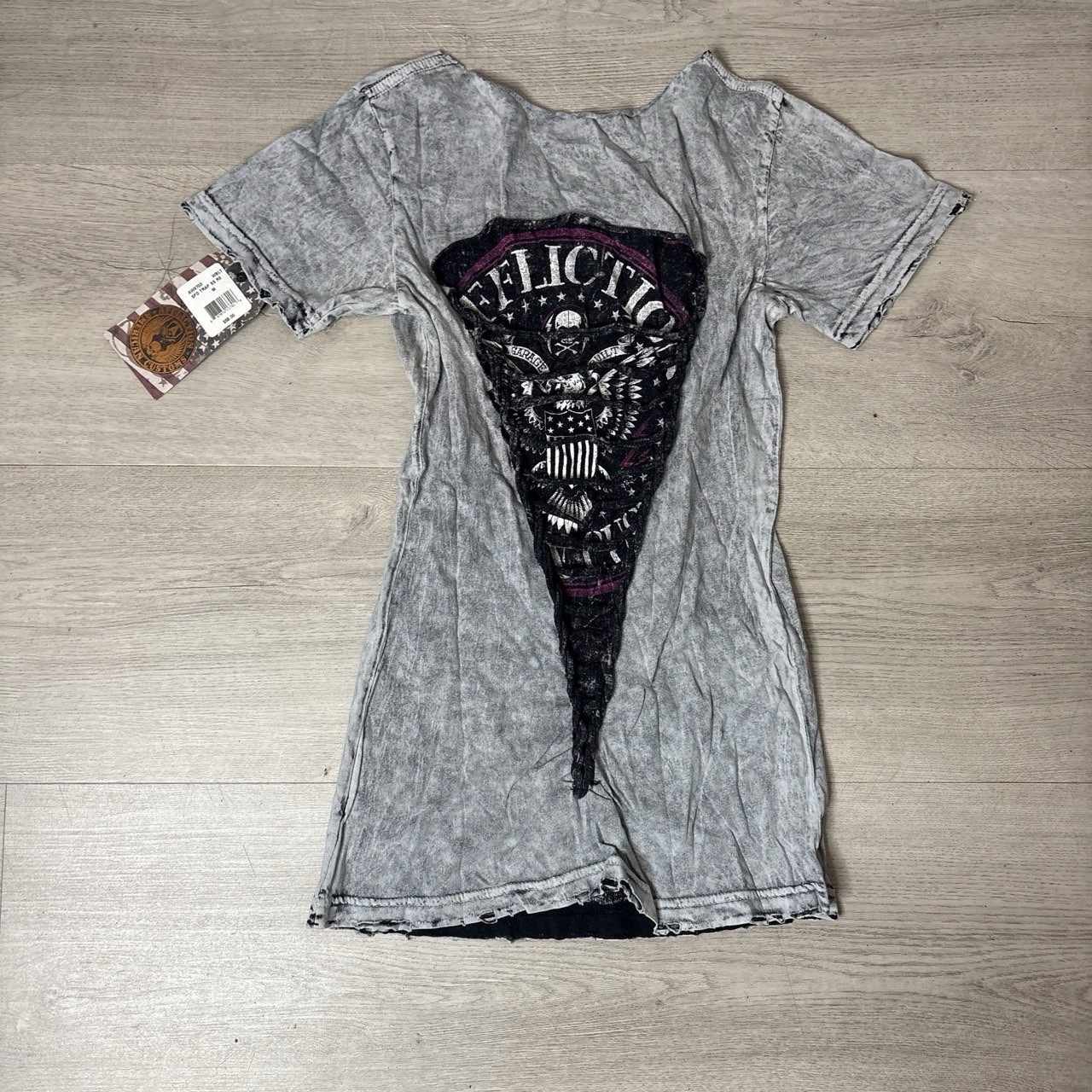 Vintage 2000s Y2K Affliction Cut Reversible Over The Shoulder Live Fast Top