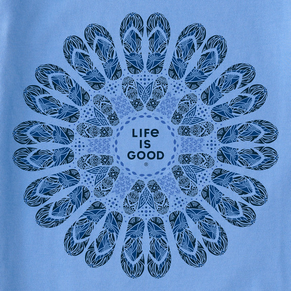 NWT Women’s Life is Good Flip Flop Mandala Blue SS Crusher Vee