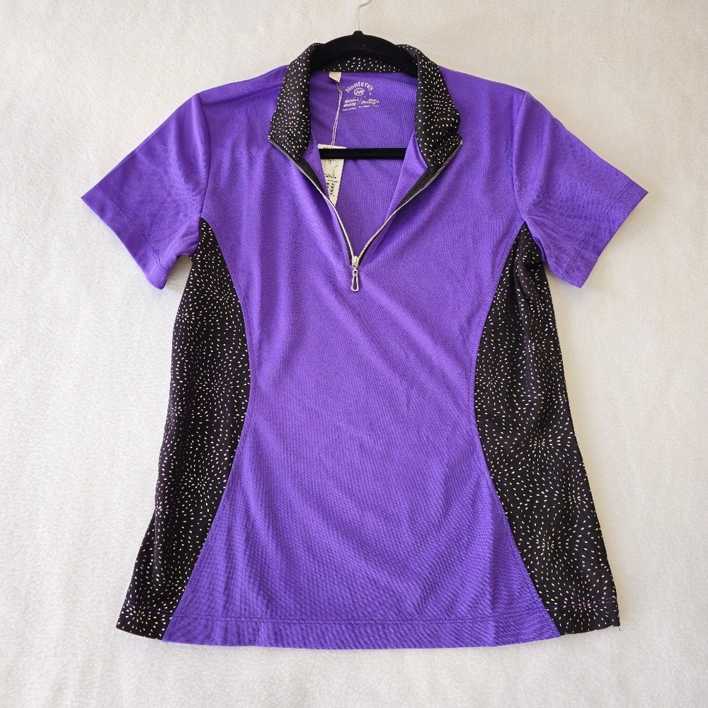 MONTEREY CLUB Purple and Black Women’s Golf Top NWT Size S