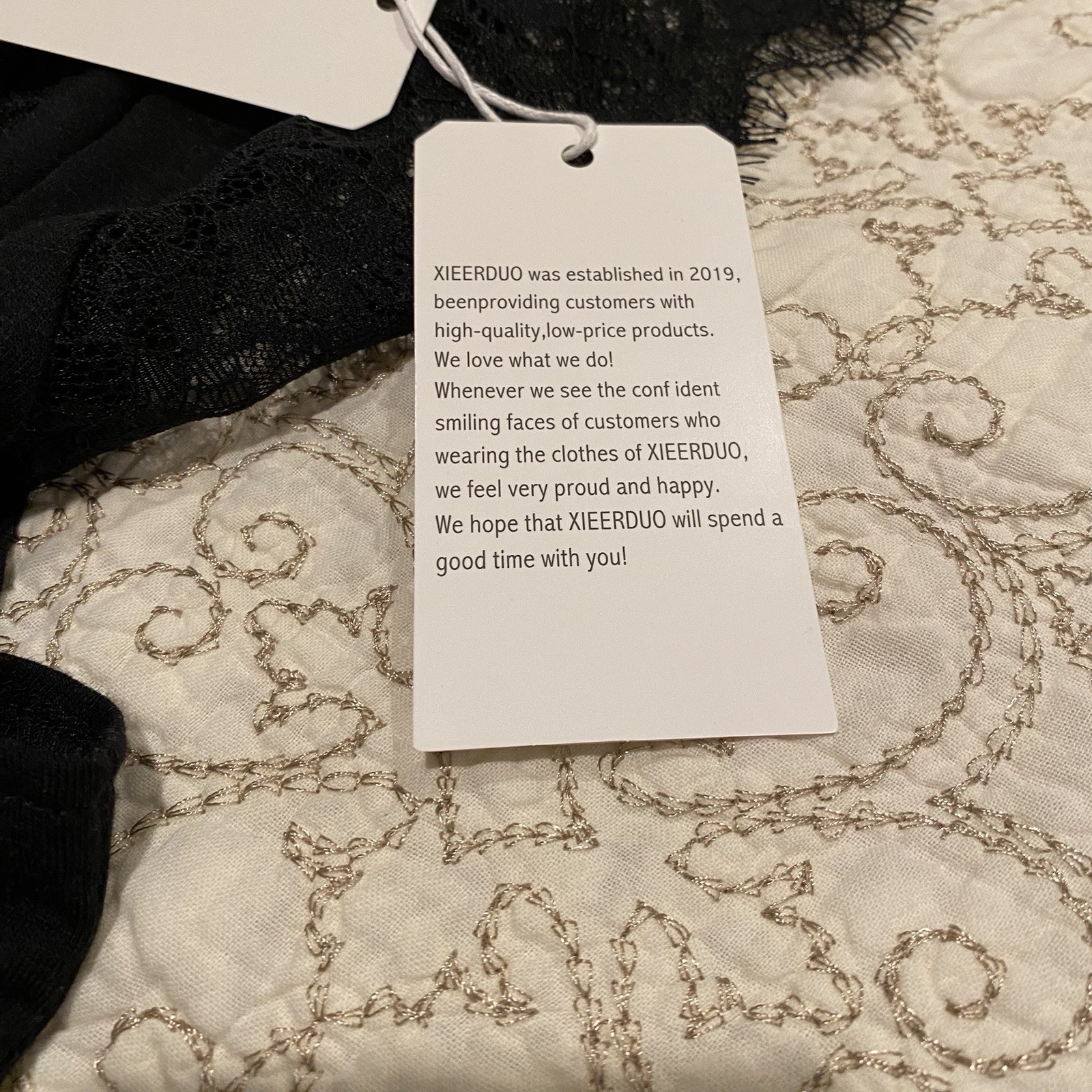 NWT Xieerduo Fashion Women’s Elegant Black Lace Trim Top Size XL