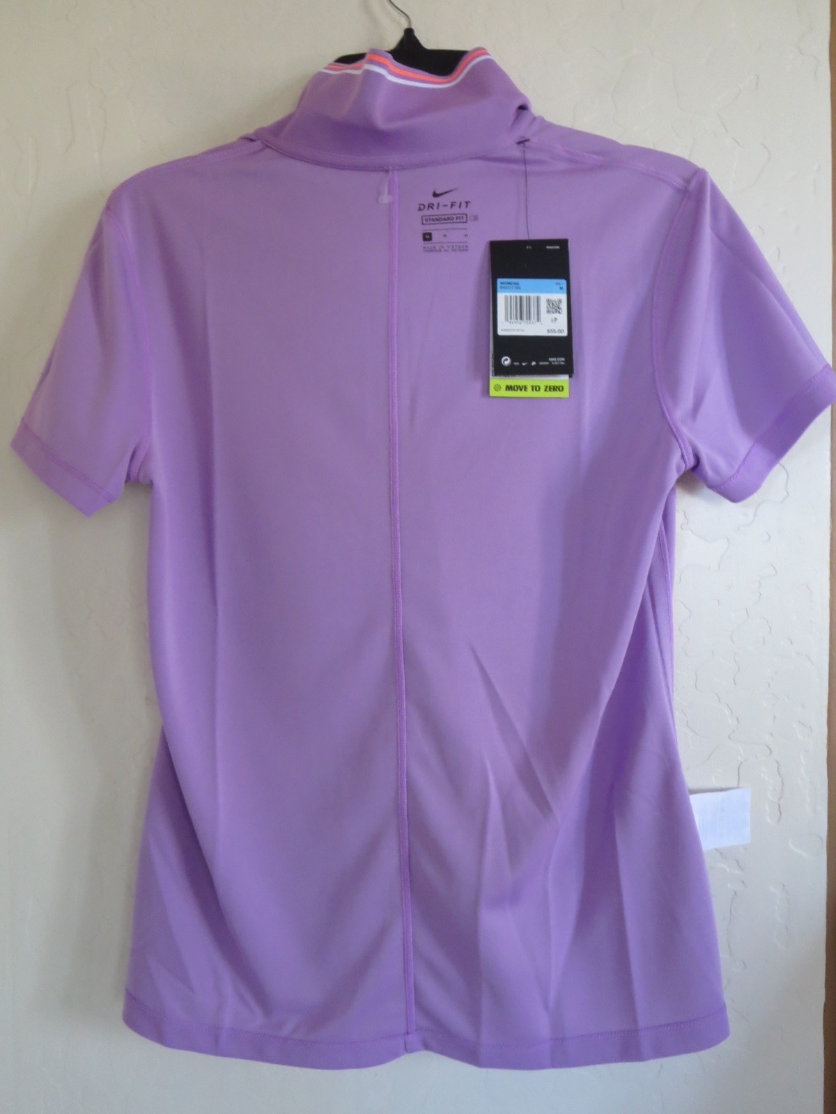 NIKE MOVE TO ZERO DRI FIT WOMEN SHORT SLEEVE GOLF POLO SHIRT, LILAC, MEDIUM, NWT