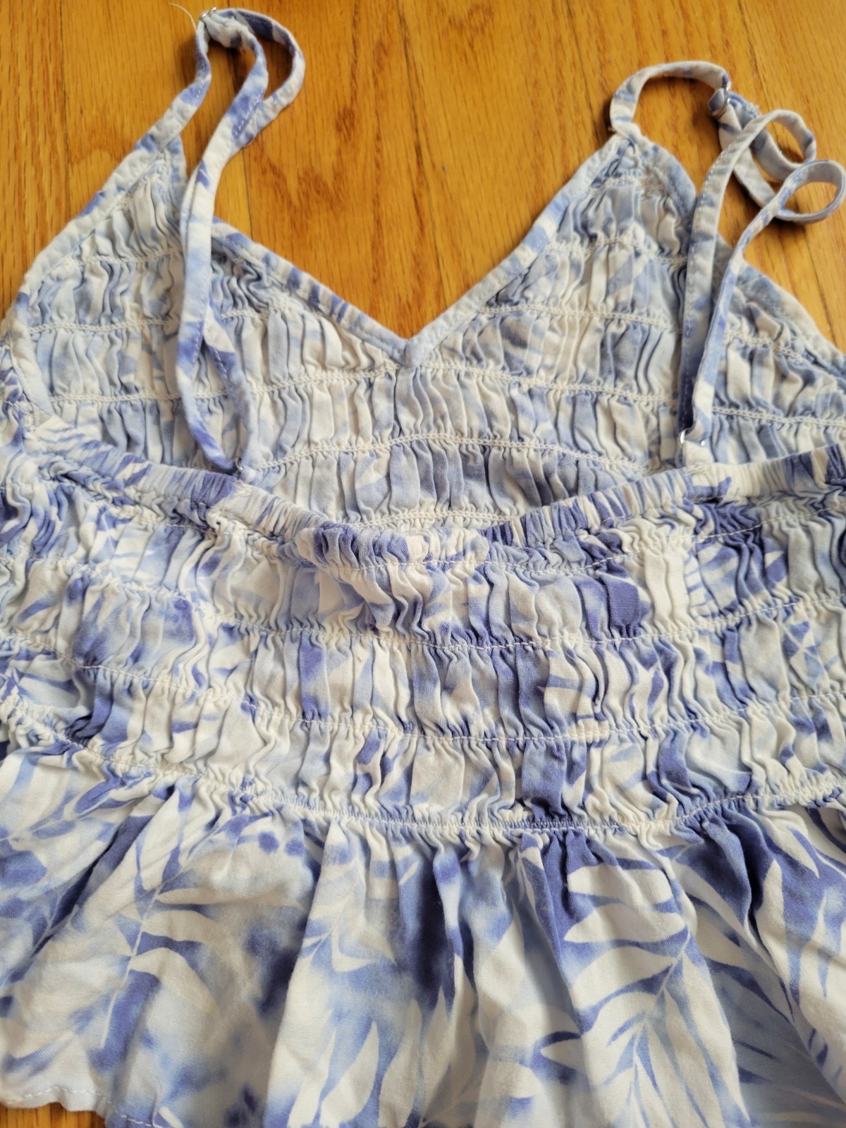Ocean Drive Blue & White Smocked Camisole Top Women’s Summery Beach Vacation S