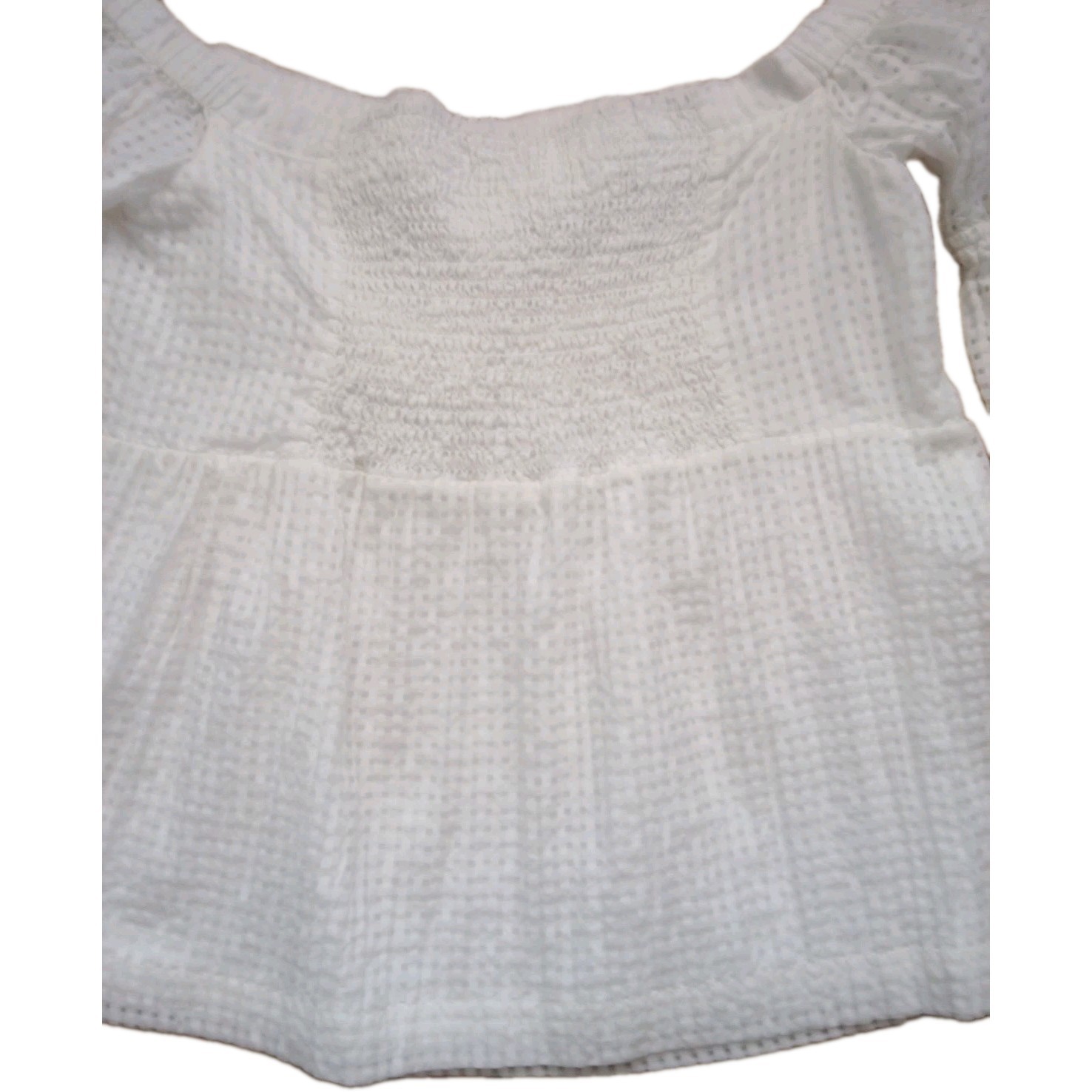Maeve Off Shoulder Milkmaid Blouse Women’s L White Long Sleeve Cottegecore