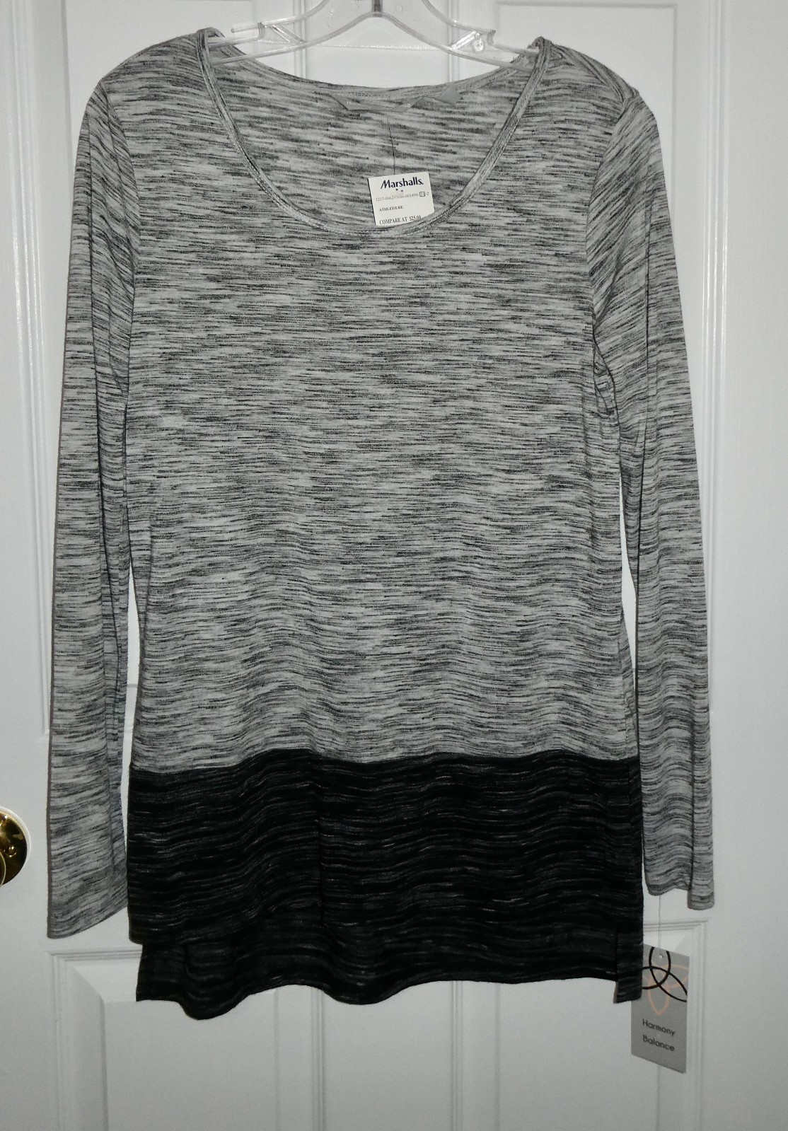 BRAND NEW HARMONY BALANCE BLACK & GRAY TUNIC LONG SHIRT TOP WOMENS SIZE SMALL