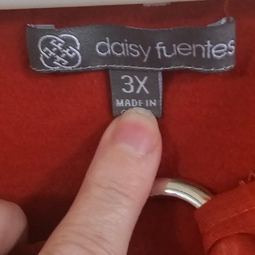 Daisy Fuentes Womens 3X Burnt Orange O-Ring Crochet Lace Trim V-Neck Blouse Top