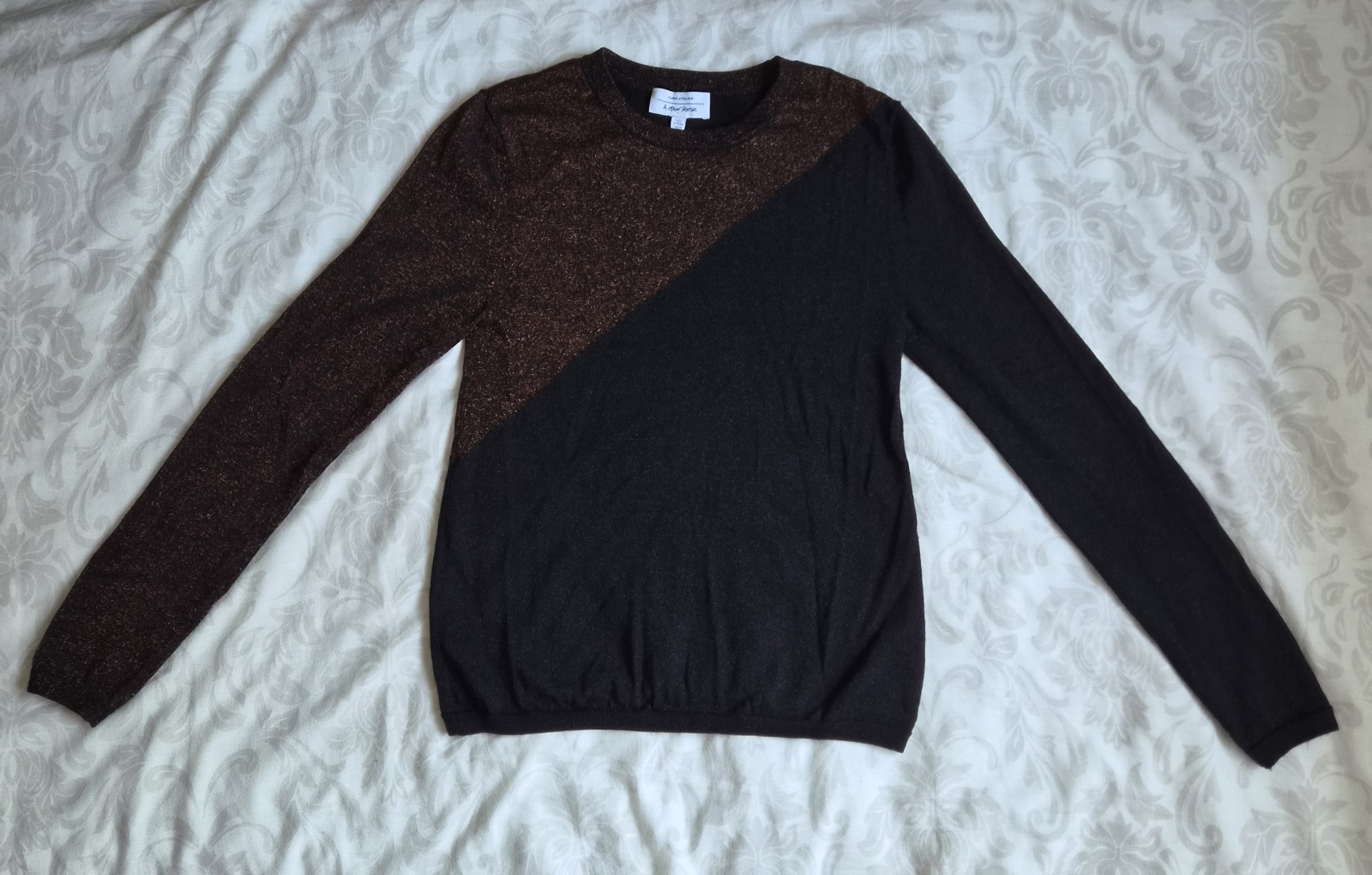& Other Stories Women’s Round Neck Black Bronze Glitter Jumper Size S