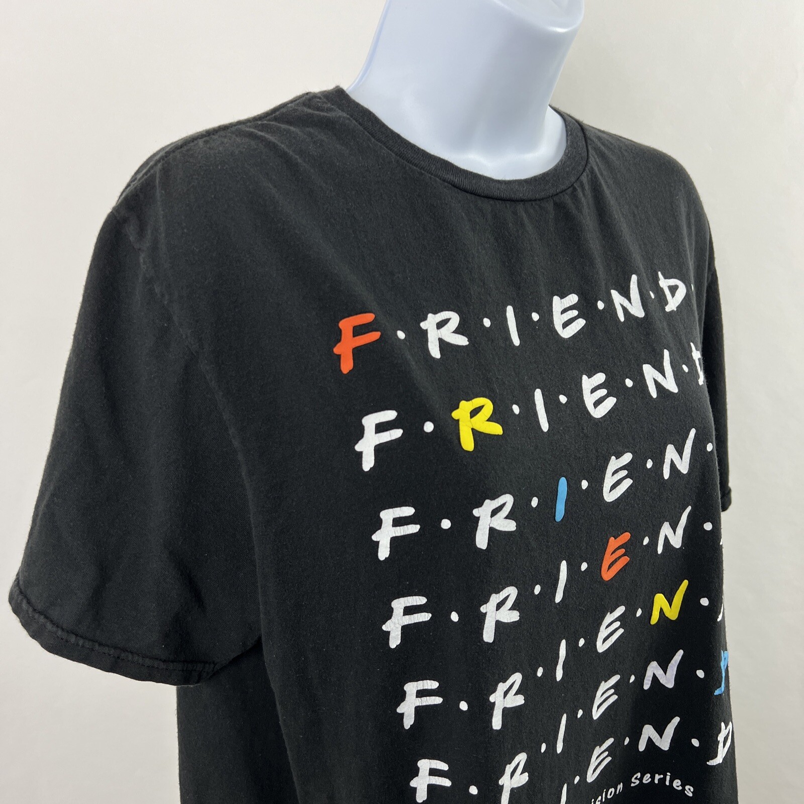 Friends T Shirt Large Black Short Sleeve Crew Neck Tee Womens 100% Cotton Jersey