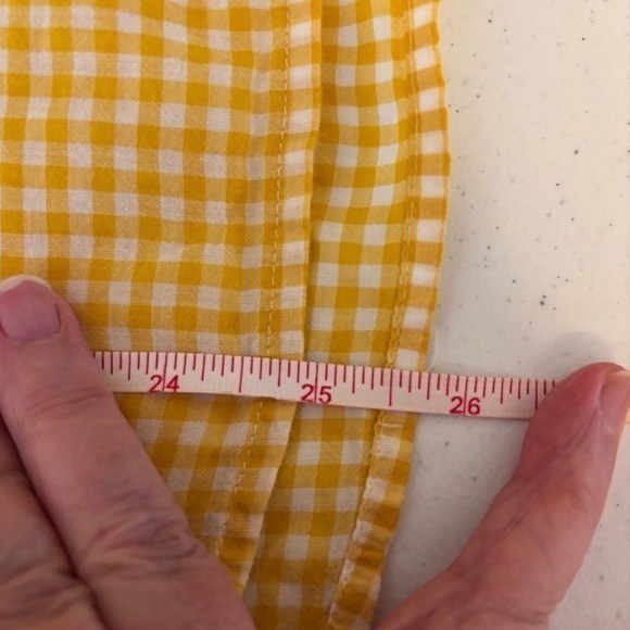 J.Crew Women’s Size 0 Sunflower Yellow Gingham Popover Long Sleeve Shirt Blouse